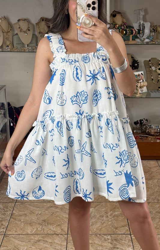 White/Blue Summer Doll Dress