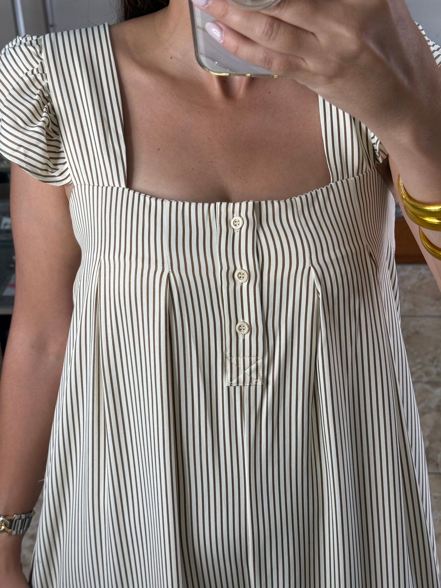 Oatmeal/Brown Stripes Jumpsuit