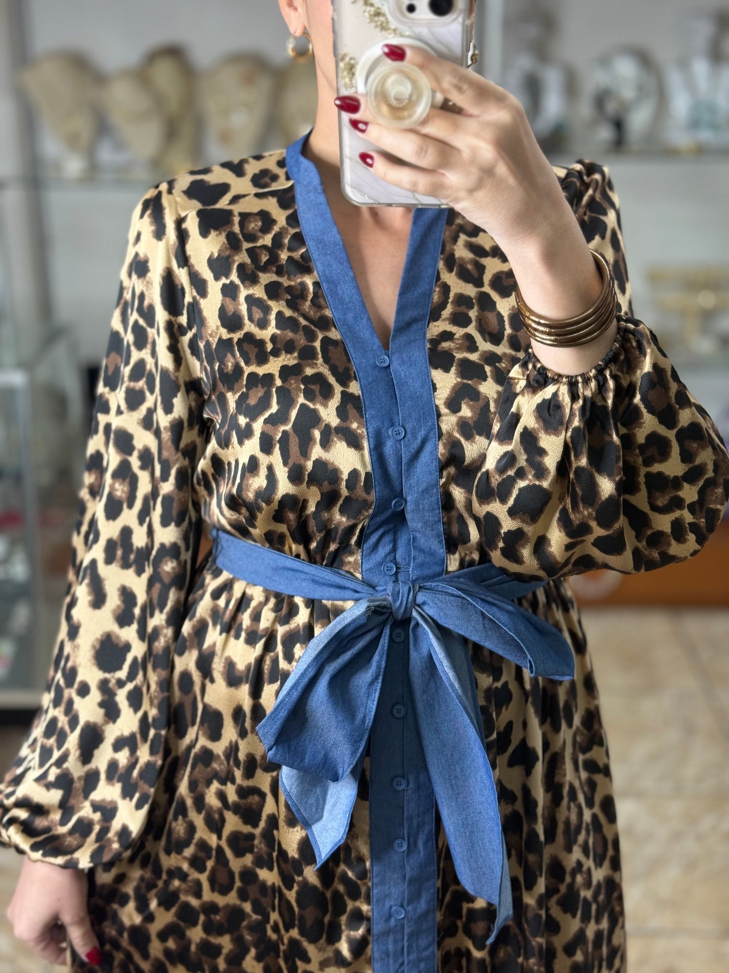 Button Down Maxi Leopard Dress