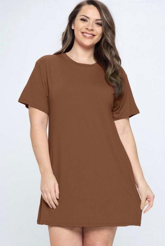 Mocha Basic Dress (PLUS)