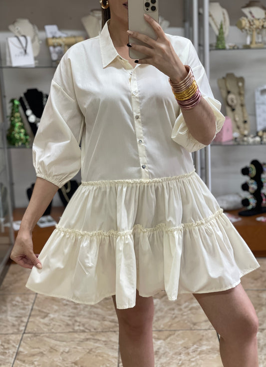 Cream Tiered Dress