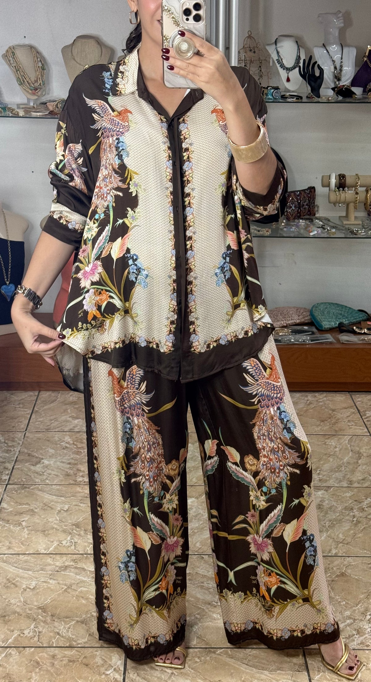 Birds & Flowers OS Satin Set (NO RETURNS OR EXCHANGE)