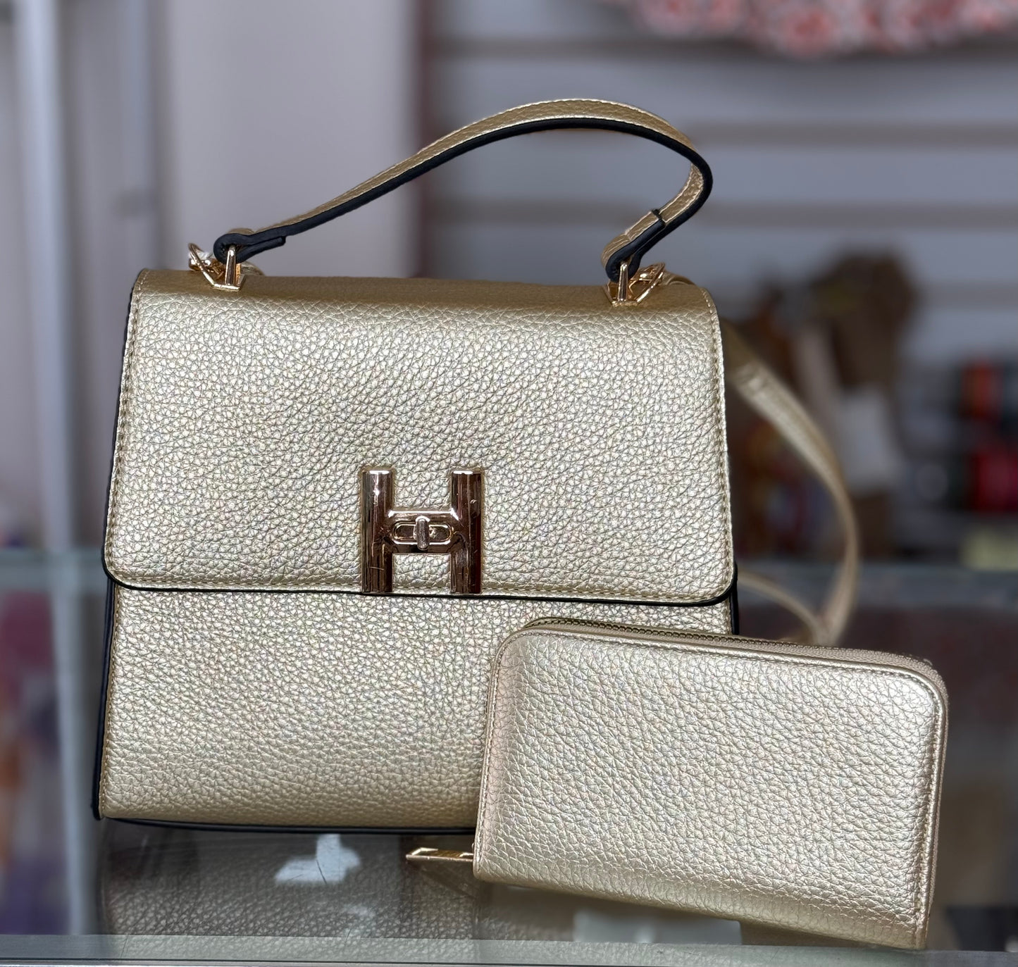 Chic Metallic Bag with Wallet (FINAL SALE)