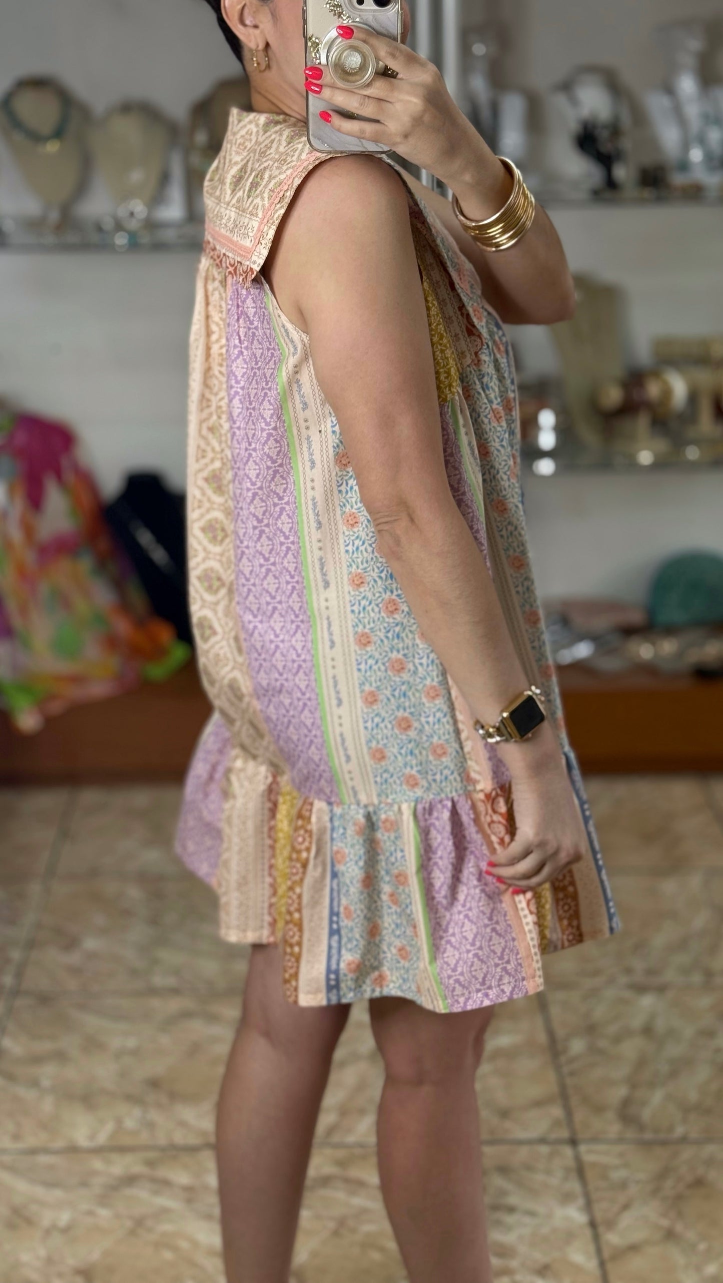 Blush Mix Boho Mini Dress