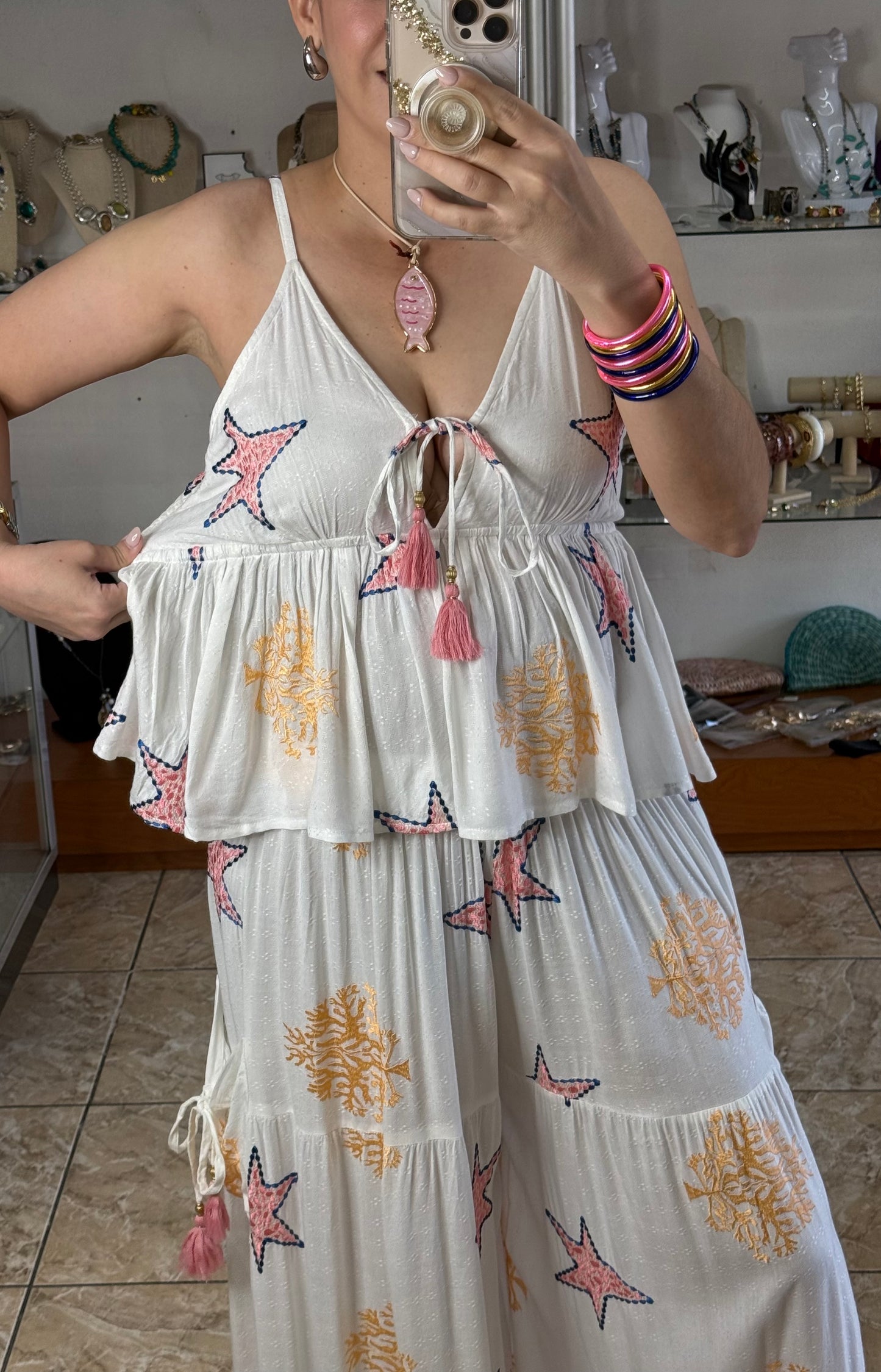 Summer Embroidered Top and Pant Set (NO RETURNS OR EXCHANGE)