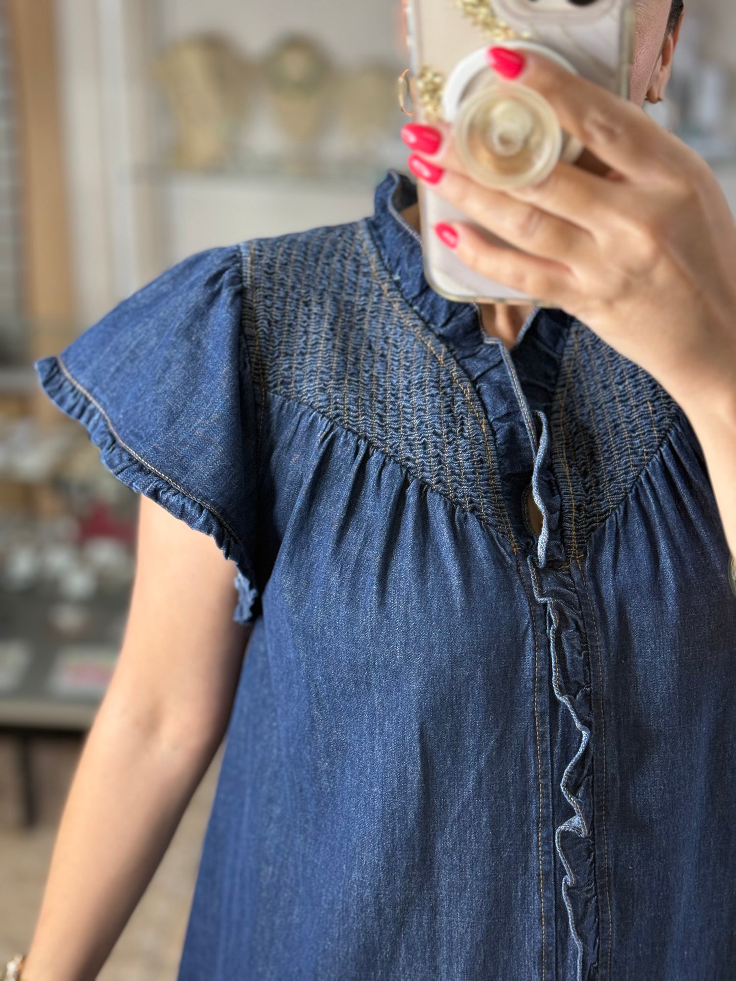 Washed Dark Denim Dress