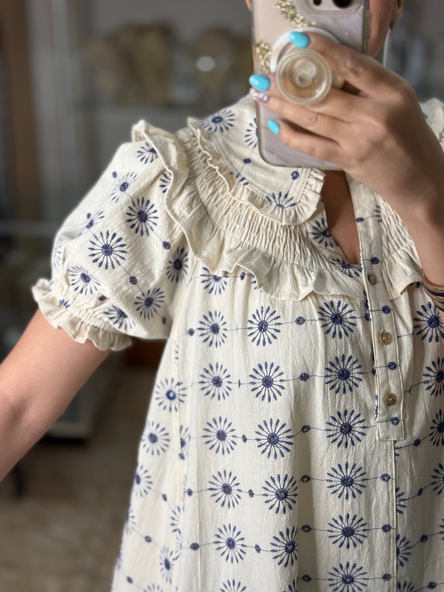 Ecru Embroidered Doll Dress