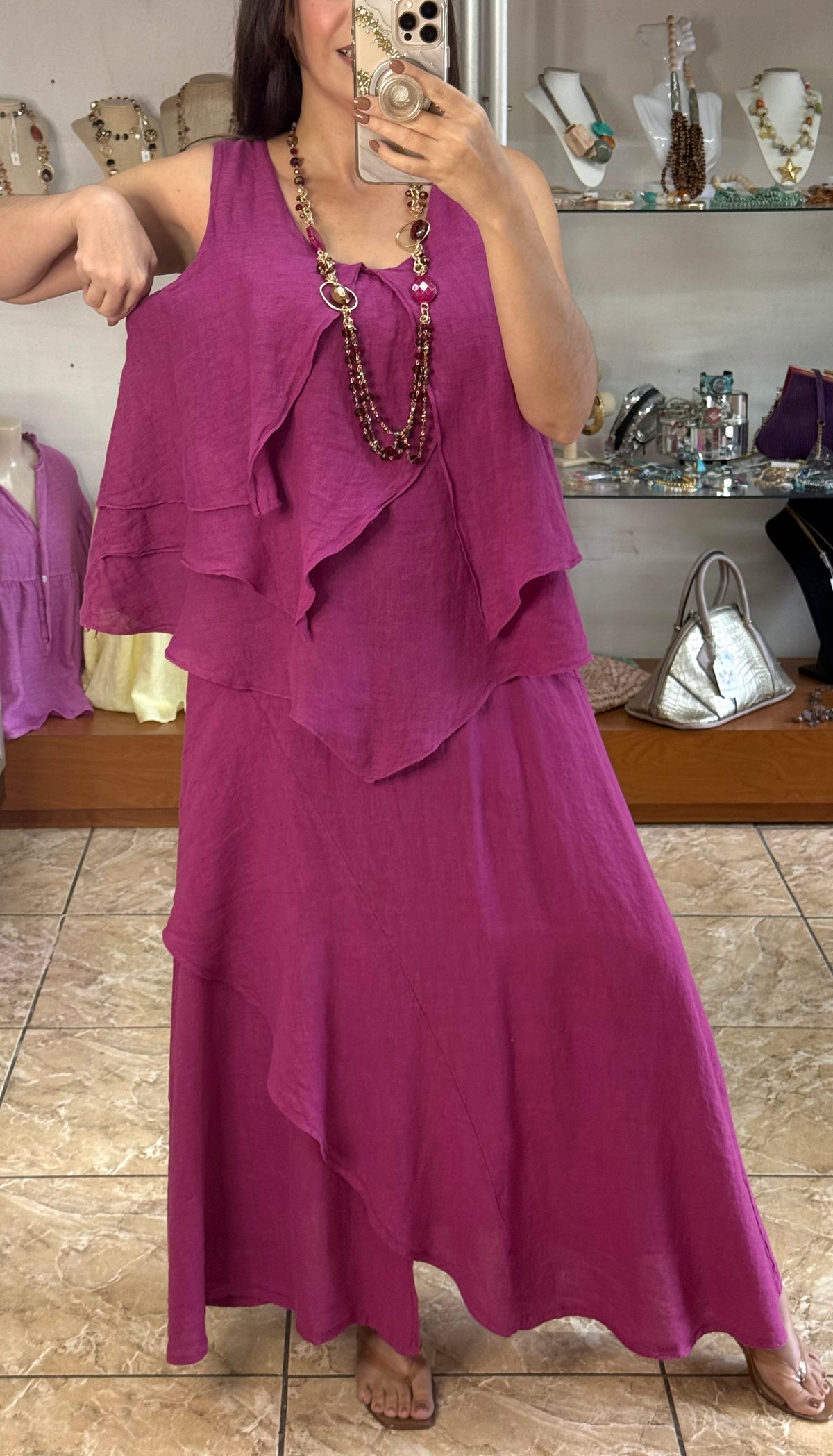 OS Linen Top & Skirt Set (NO RETURNS OR EXCHANGE)