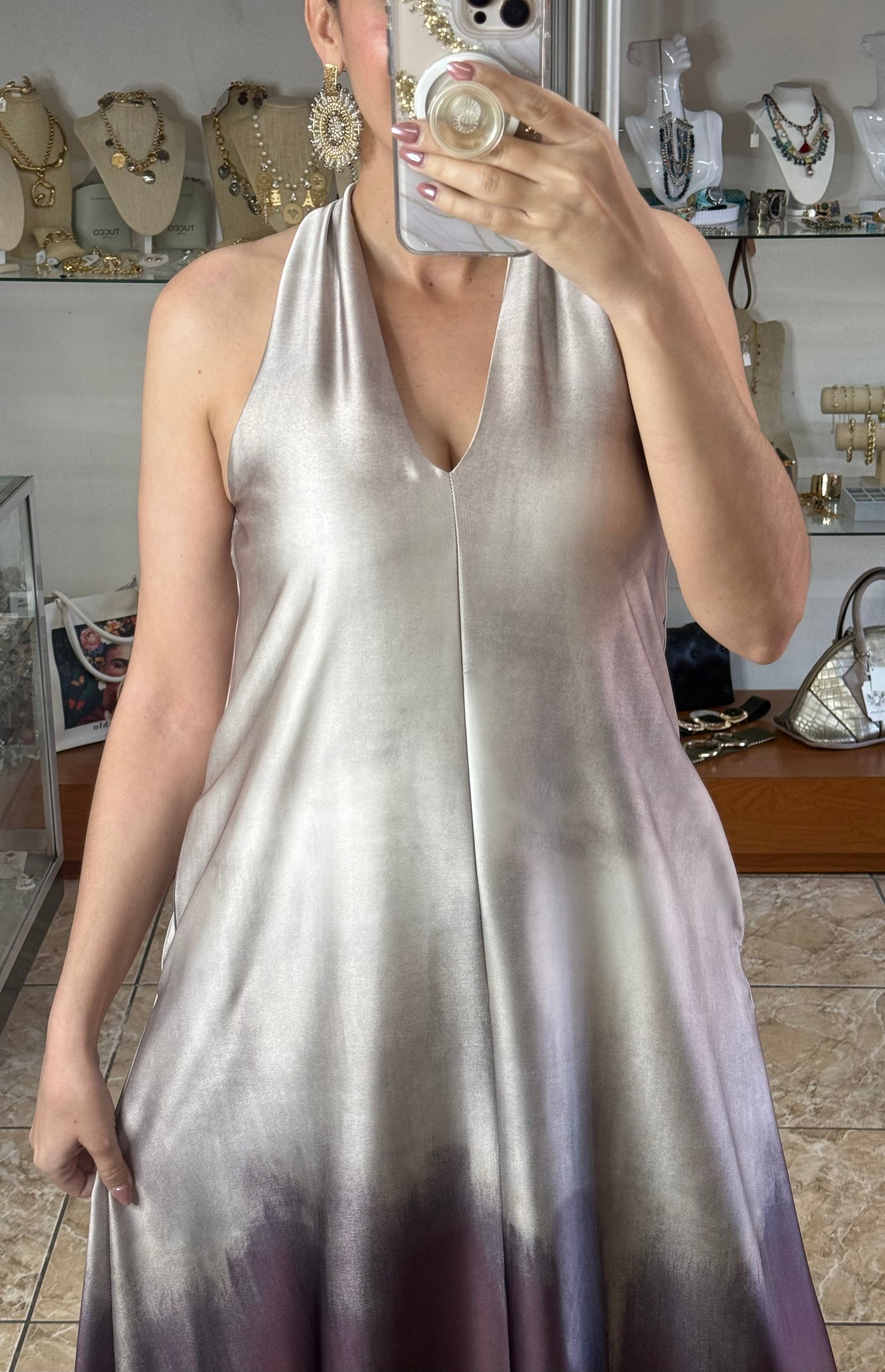 Halter Satin OS Maxi Dress (FINAL SALE)