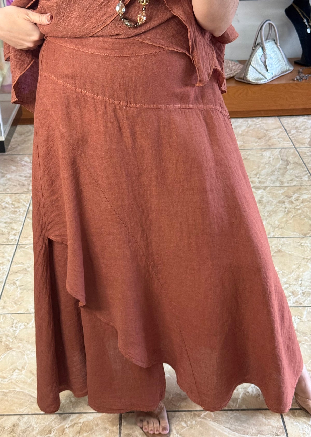 OS Linen Top & Skirt Set (NO RETURNS OR EXCHANGE)