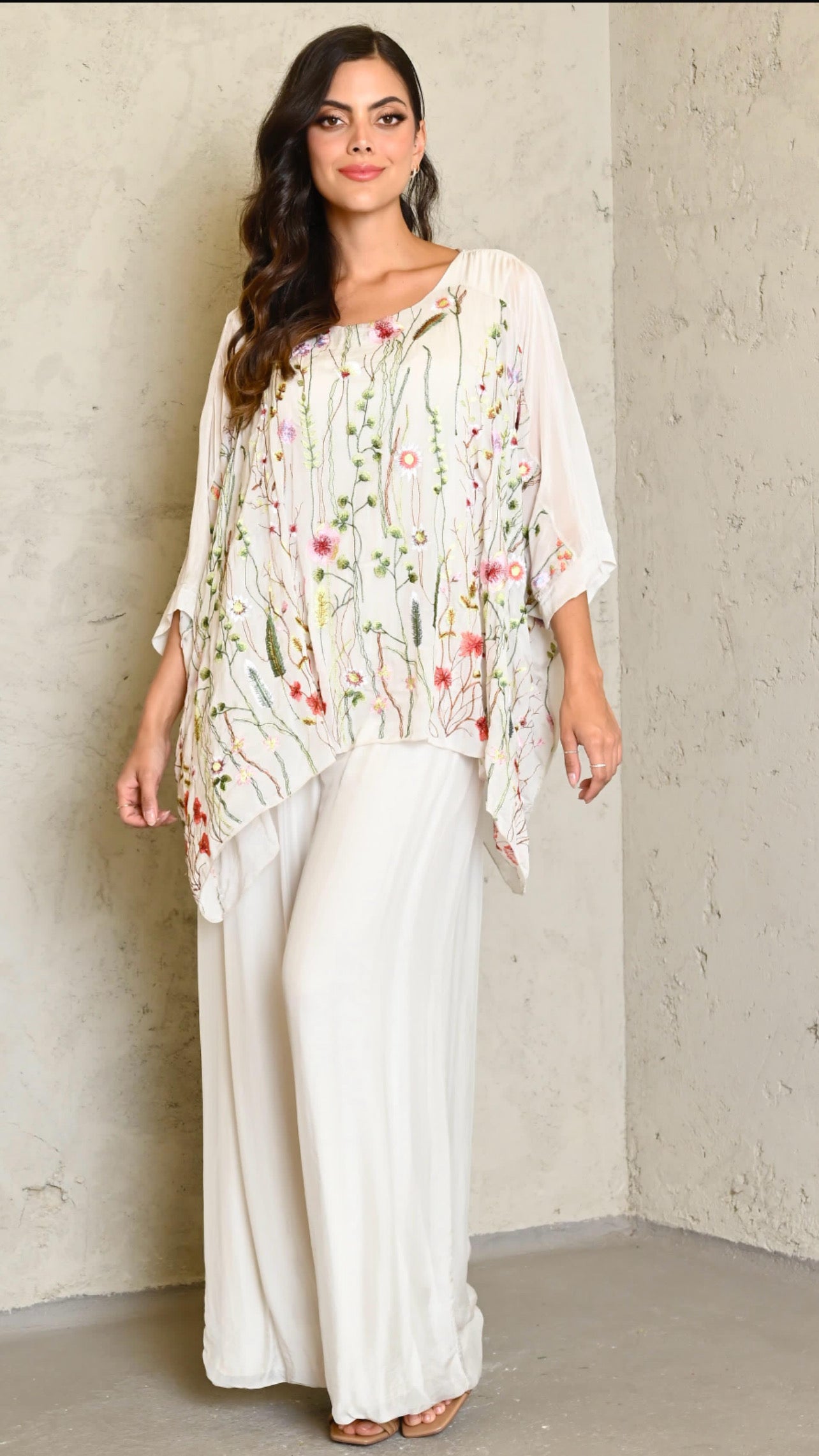 Embroidered Top and Pant Silk Set