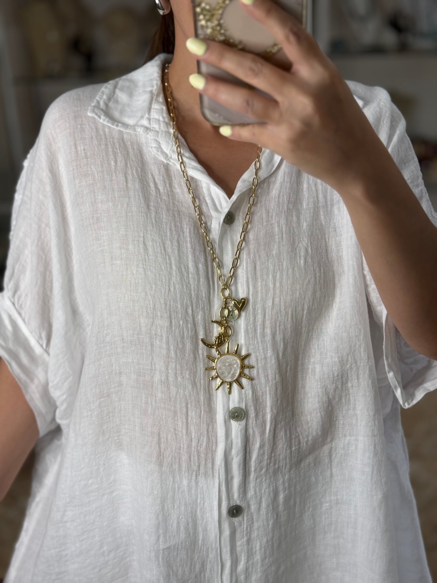 Sun Moon & Heart Long Necklace (NO RETURNS OR EXCHANGE)