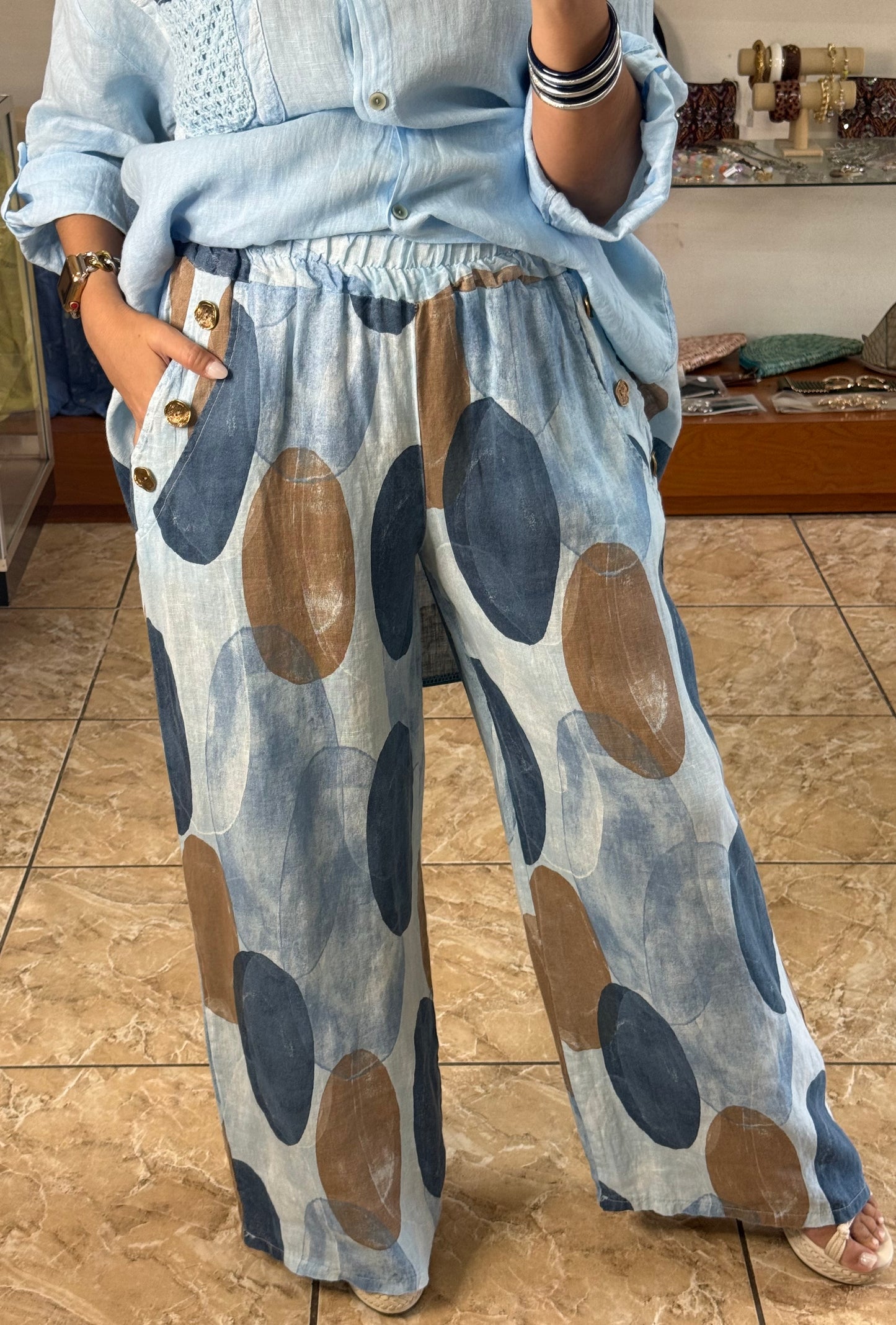 OS Low/High Linen Top & Pant Set (NO RETURNS OR EXCHANGE)