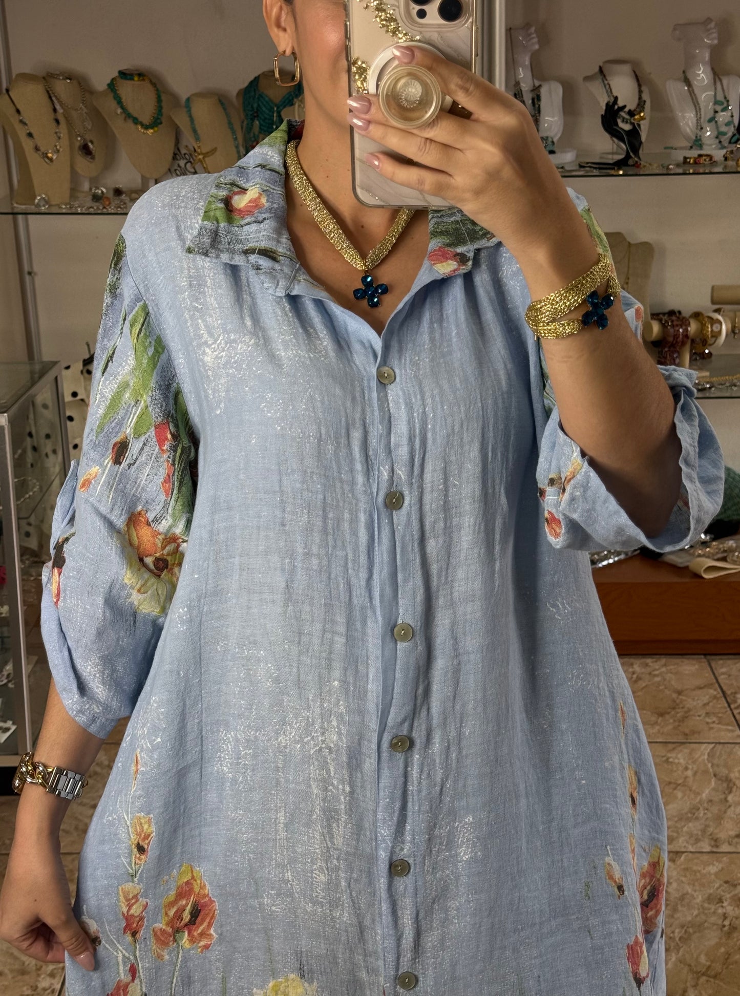 Malena OS Linen Dress (NO RETURNS OR EXCHANGE)