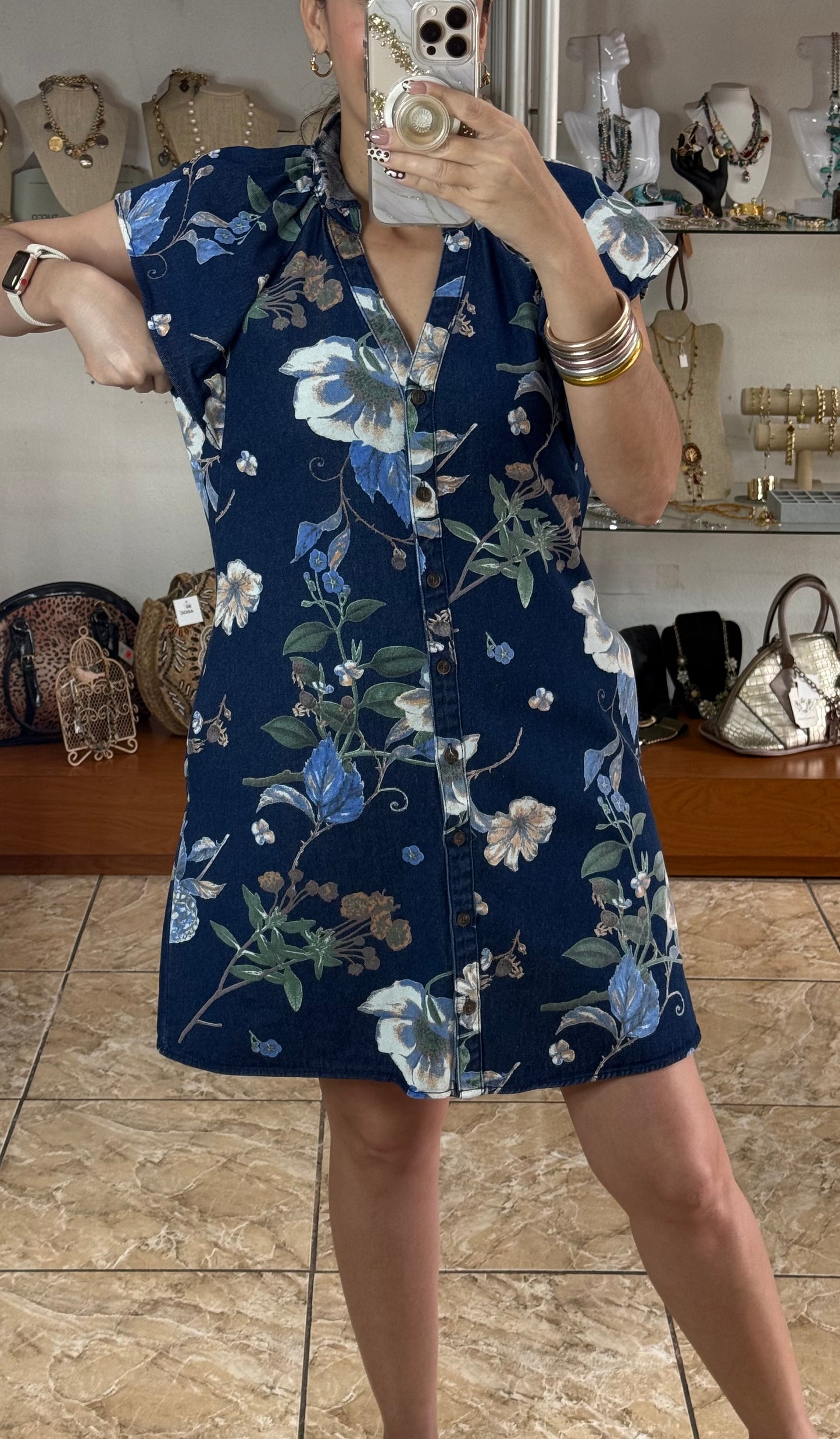 Floral Denim Dress
