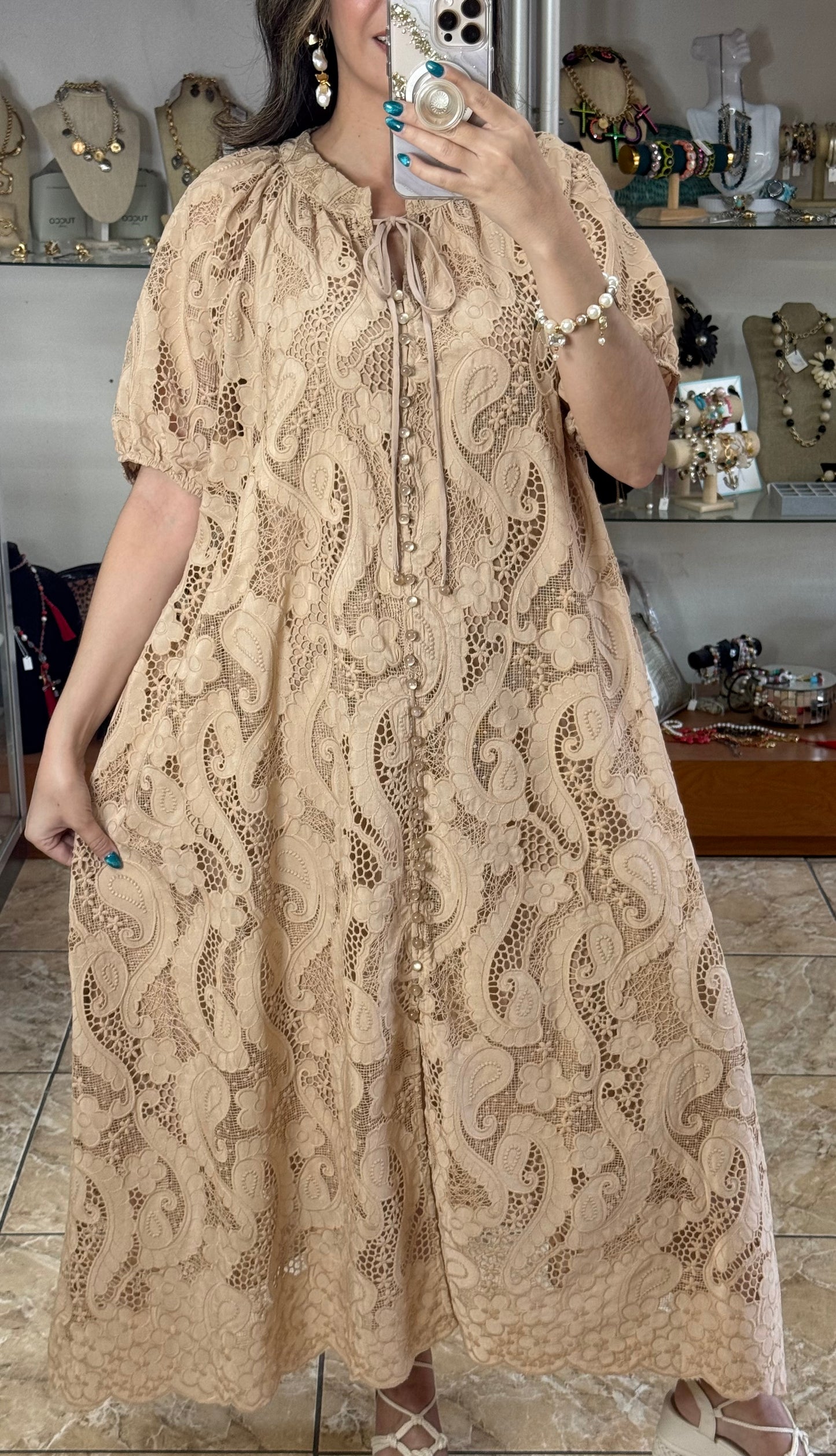 Paisley Embroidered Maxi OS Dress (FINAL SALE)