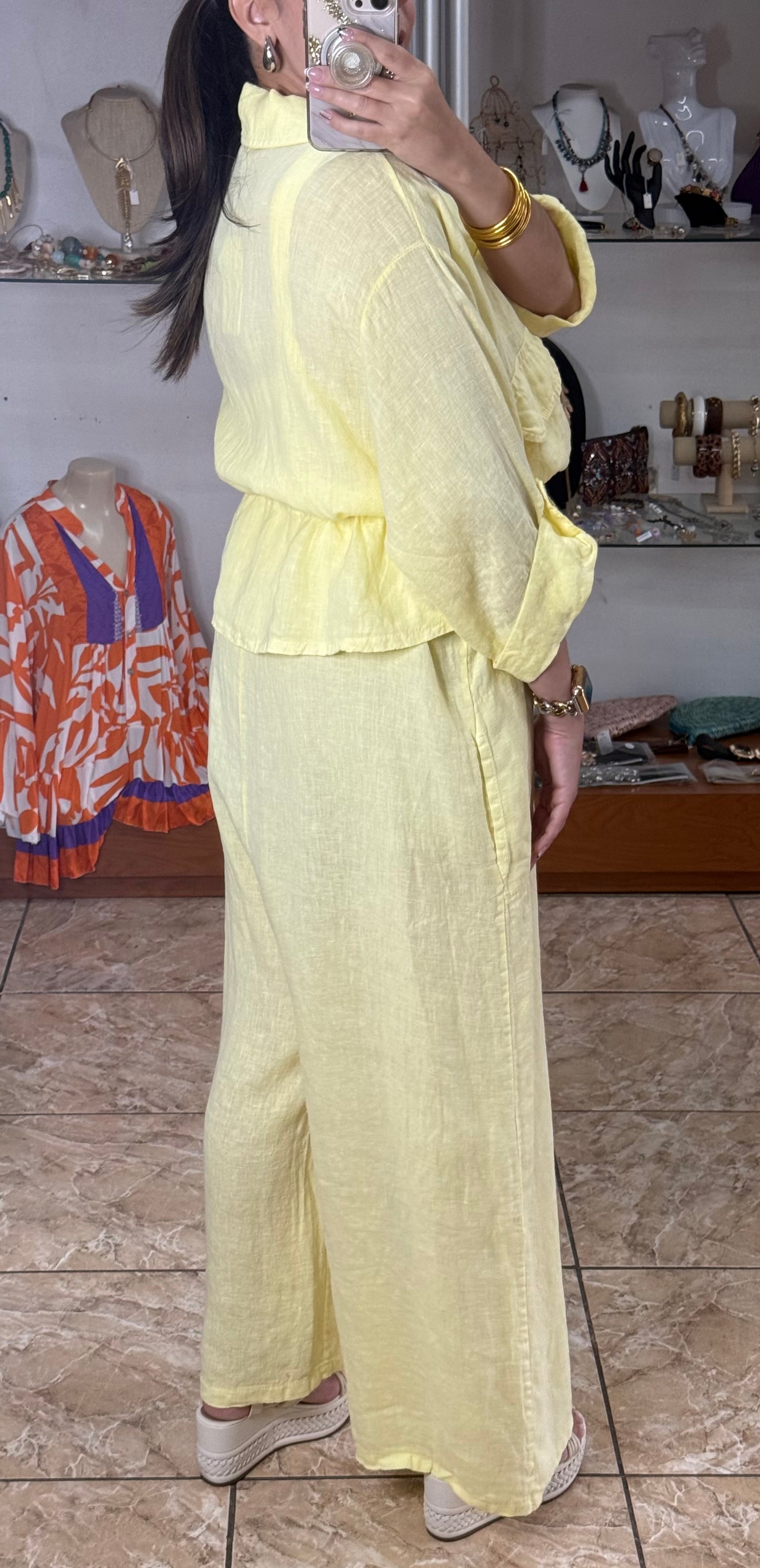OS Linen Top & Jumpsuit Set (NO RETURNS OR EXCHANGE)