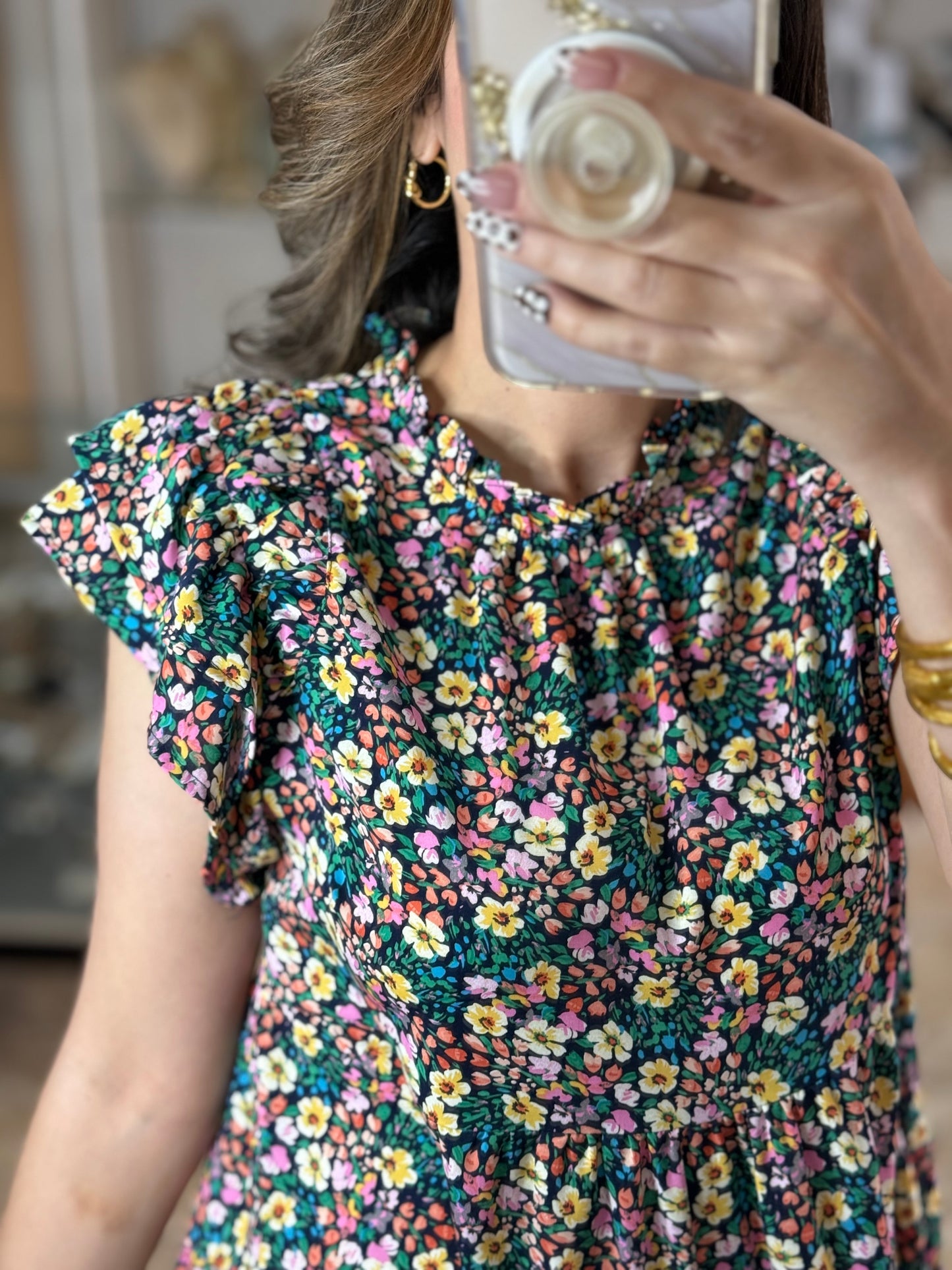 Navy Mix Floral Print Mini Dress