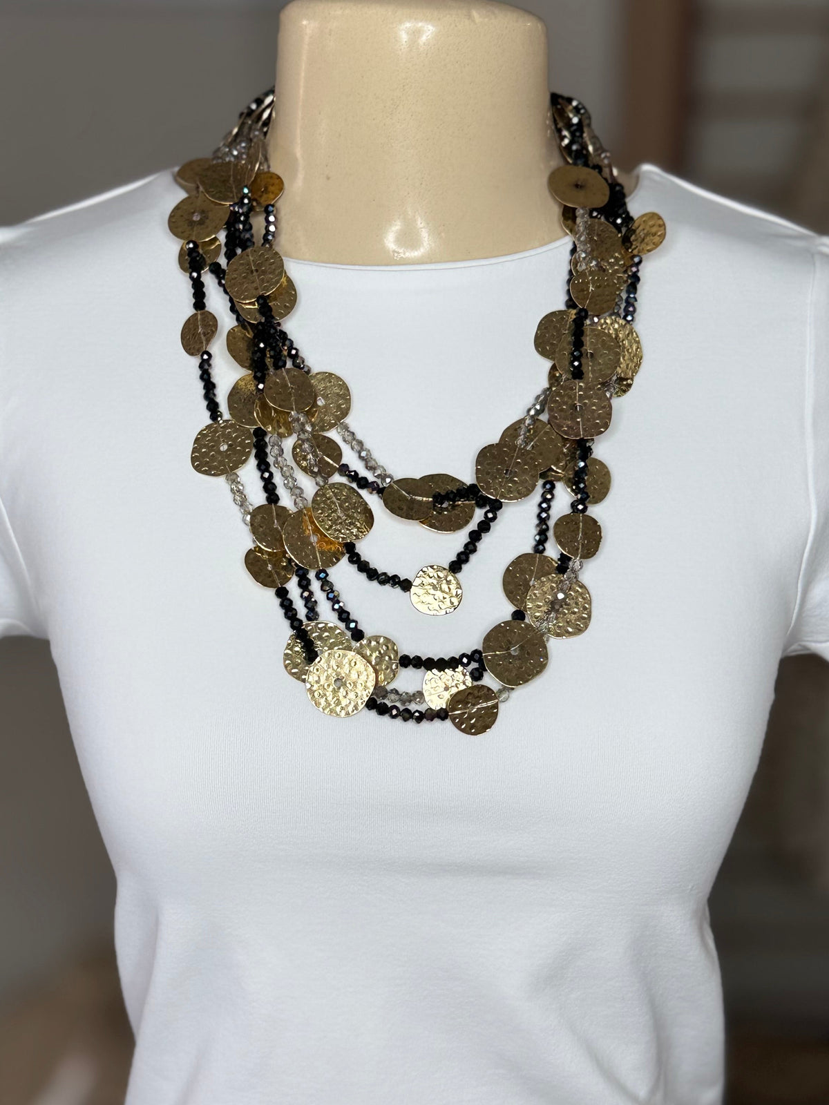 Black & Gold Beads Multilayer Necklace (FINAL SALE)