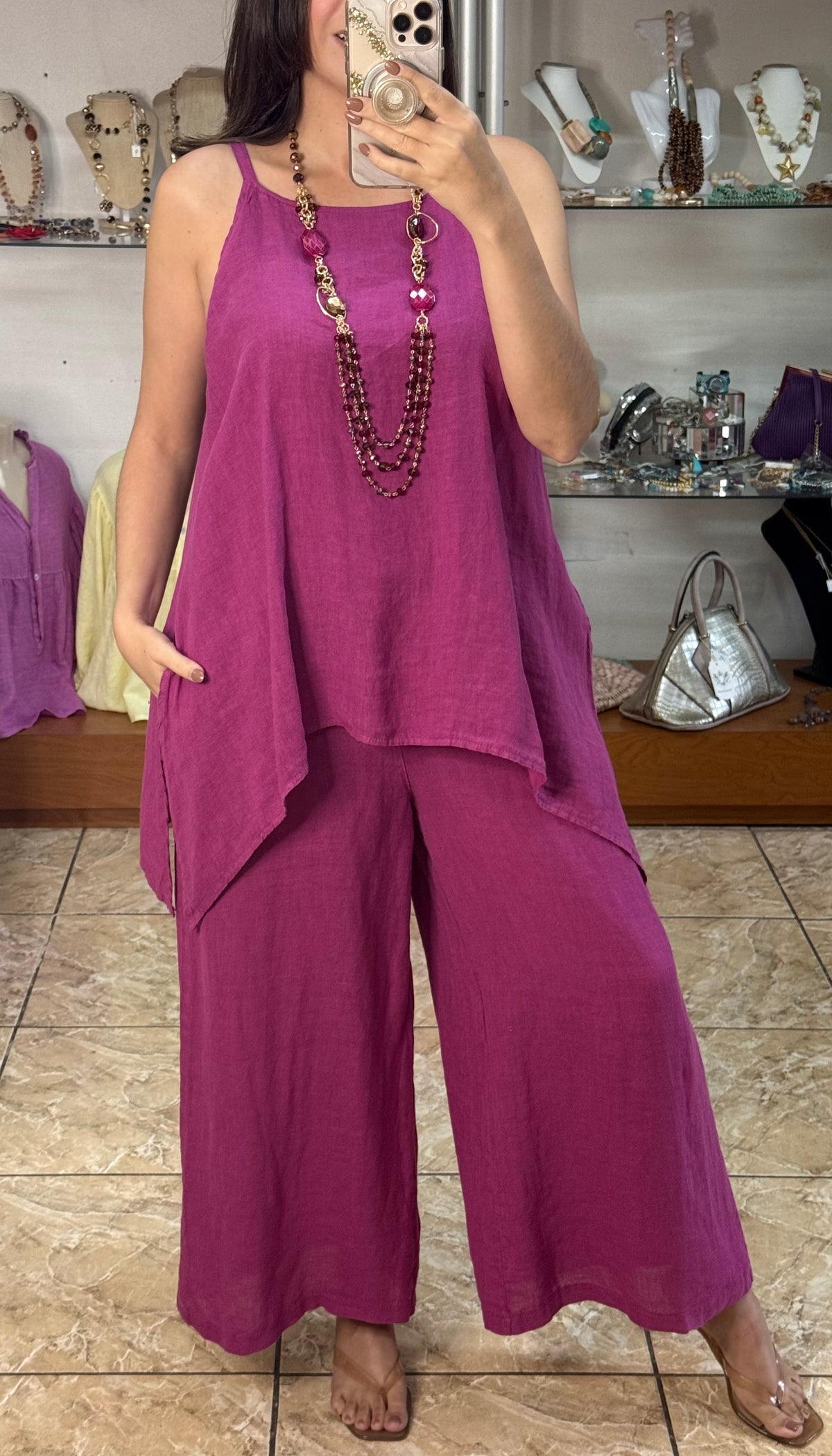 OS Asymmetrical Linen Jumpsuit (NO RETURNS OR EXCHANGE)