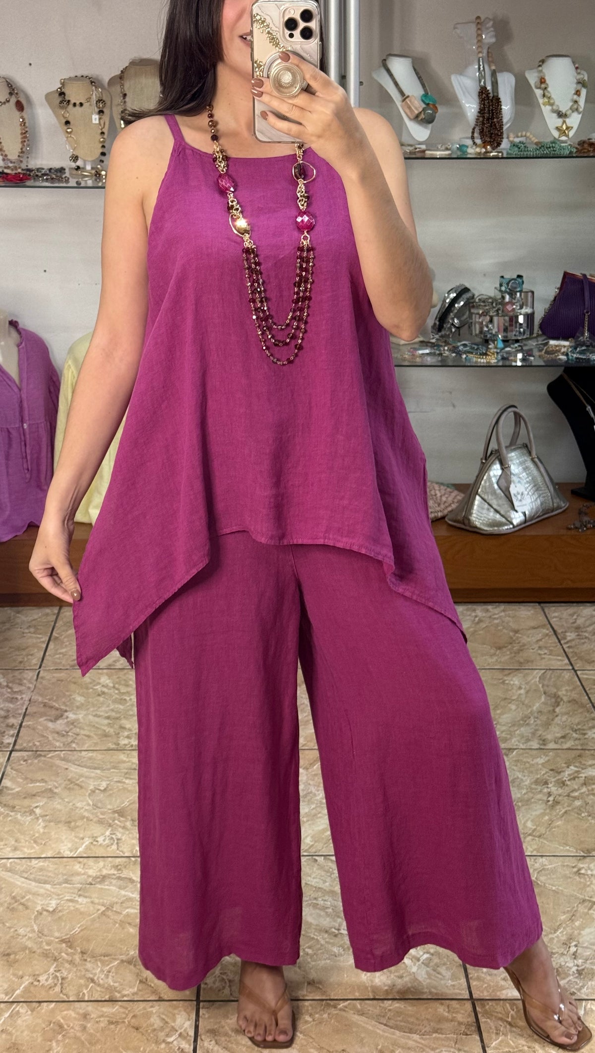 OS Asymmetrical Linen Jumpsuit (NO RETURNS OR EXCHANGE)