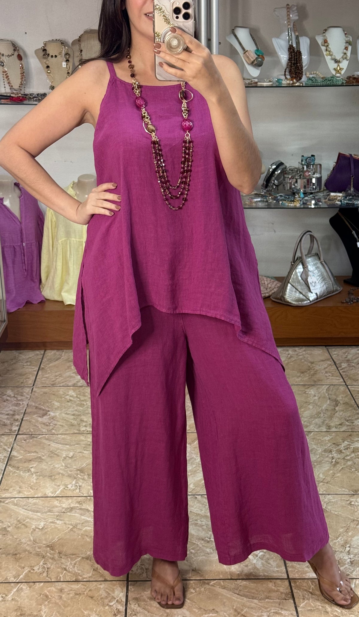 OS Asymmetrical Linen Jumpsuit (NO RETURNS OR EXCHANGE)