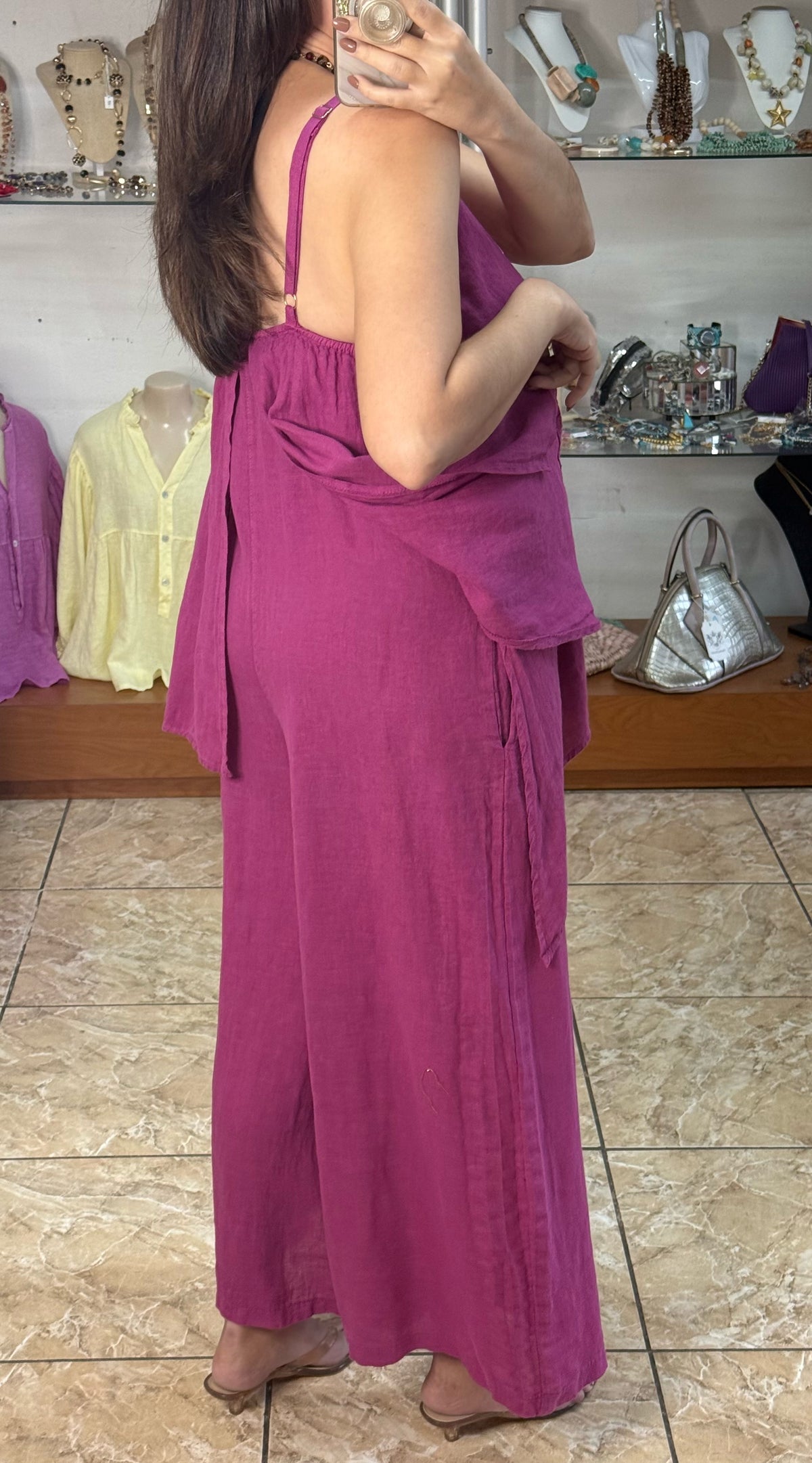OS Asymmetrical Linen Jumpsuit (NO RETURNS OR EXCHANGE)