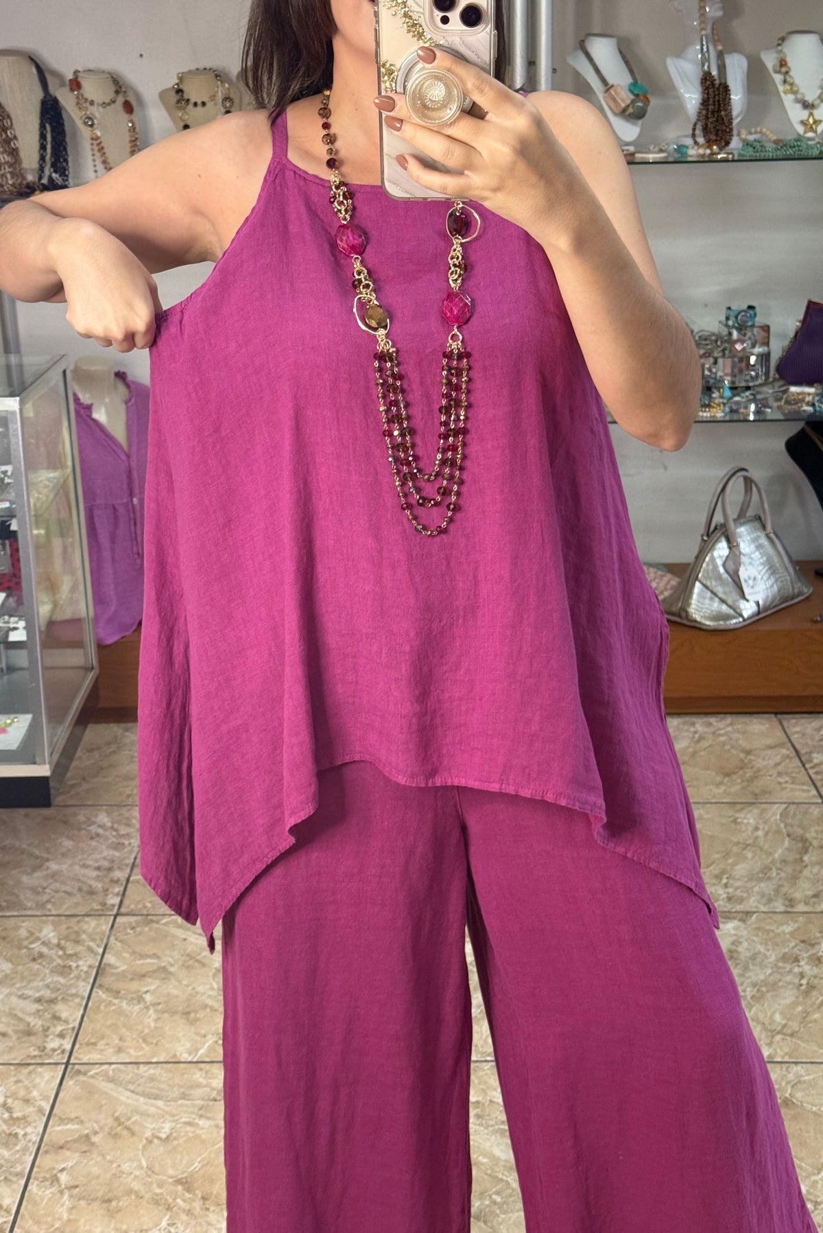 OS Asymmetrical Linen Jumpsuit (NO RETURNS OR EXCHANGE)
