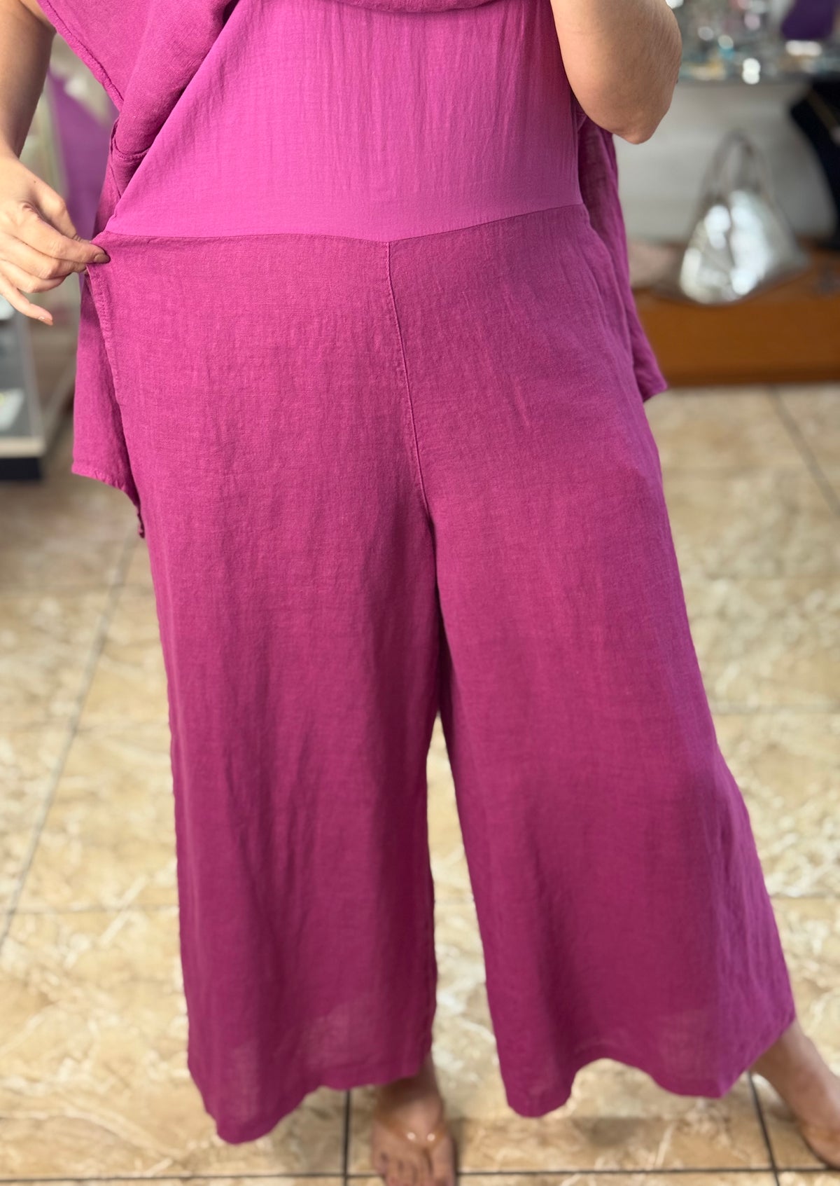 OS Asymmetrical Linen Jumpsuit (NO RETURNS OR EXCHANGE)