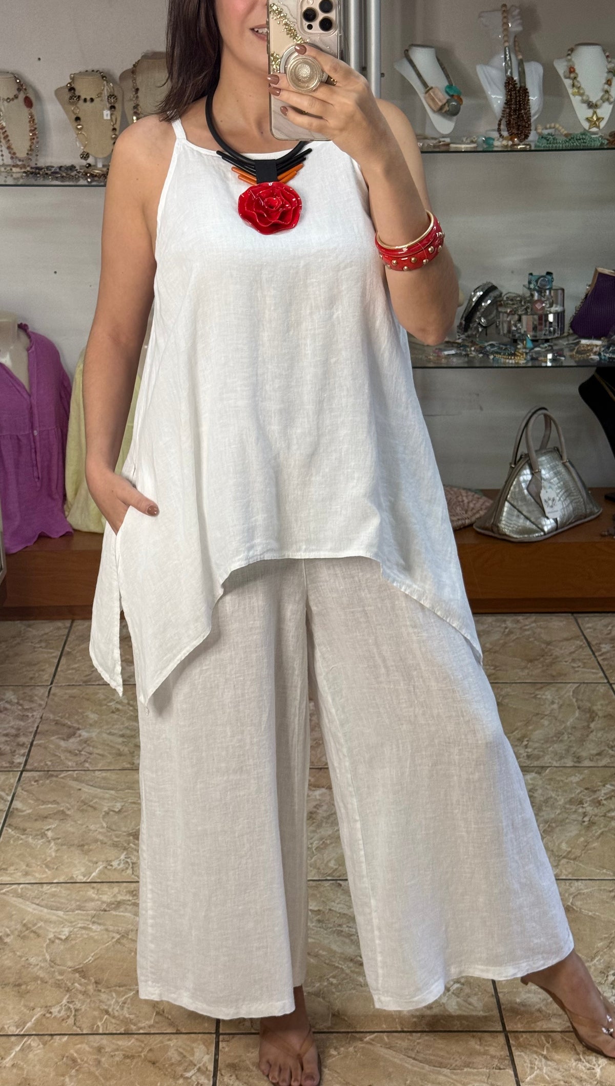 OS Asymmetrical Linen Jumpsuit (NO RETURNS OR EXCHANGE)