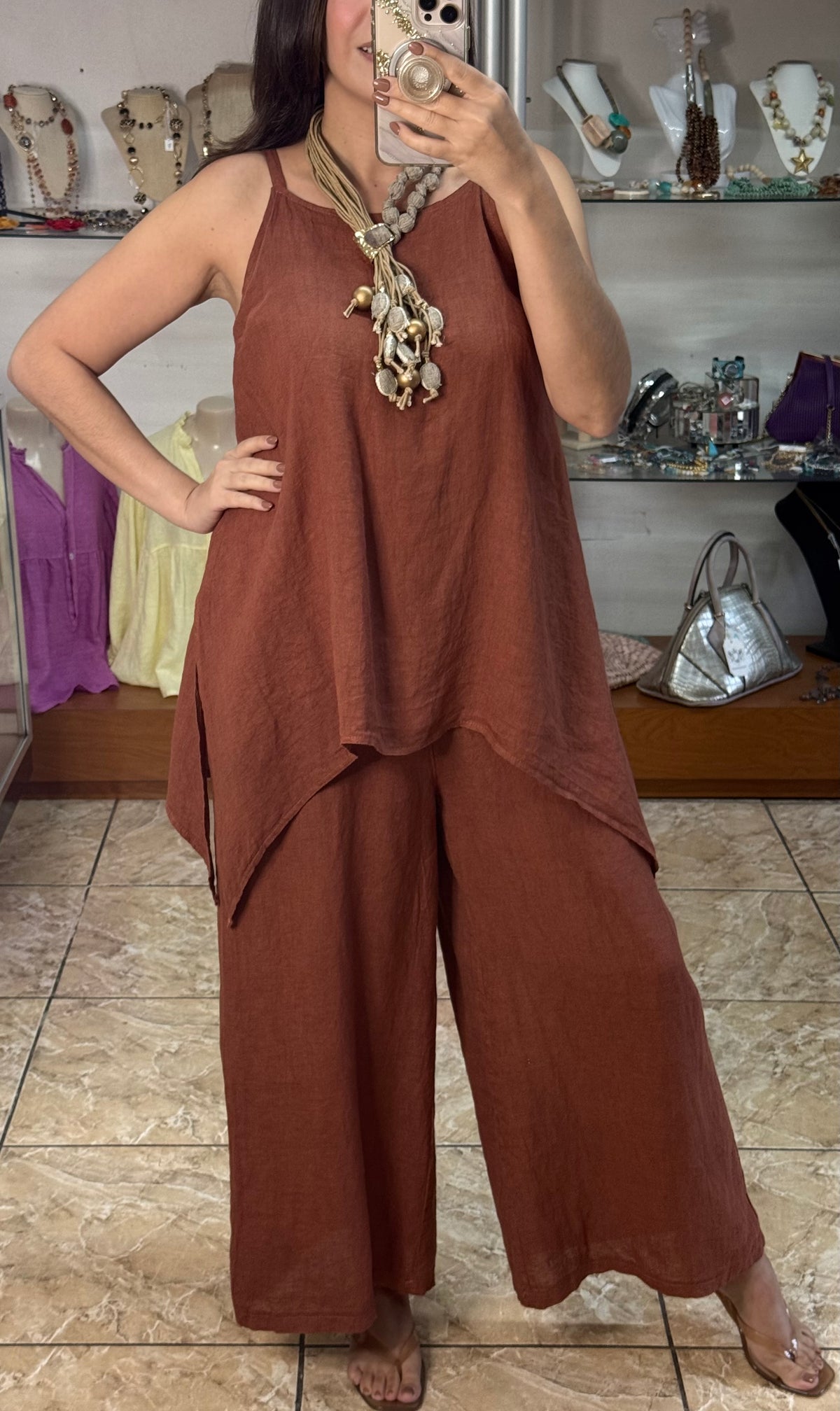 OS Asymmetrical Linen Jumpsuit (NO RETURNS OR EXCHANGE)