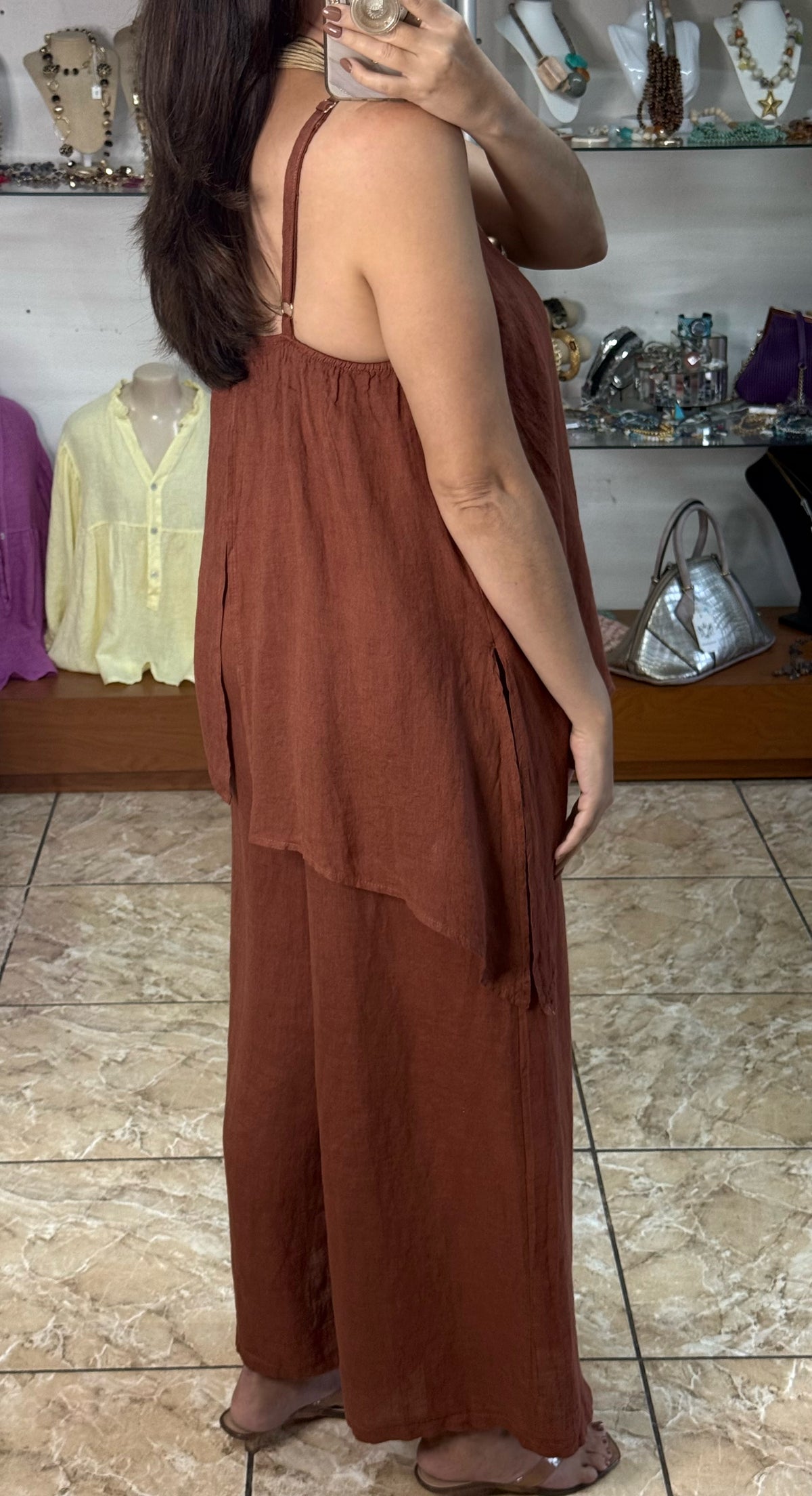 OS Asymmetrical Linen Jumpsuit (NO RETURNS OR EXCHANGE)