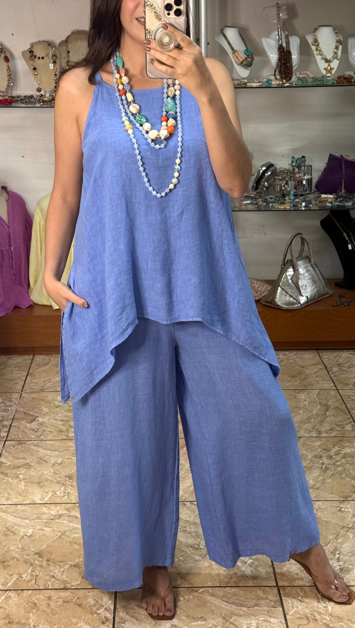 OS Asymmetrical Linen Jumpsuit (NO RETURNS OR EXCHANGE)