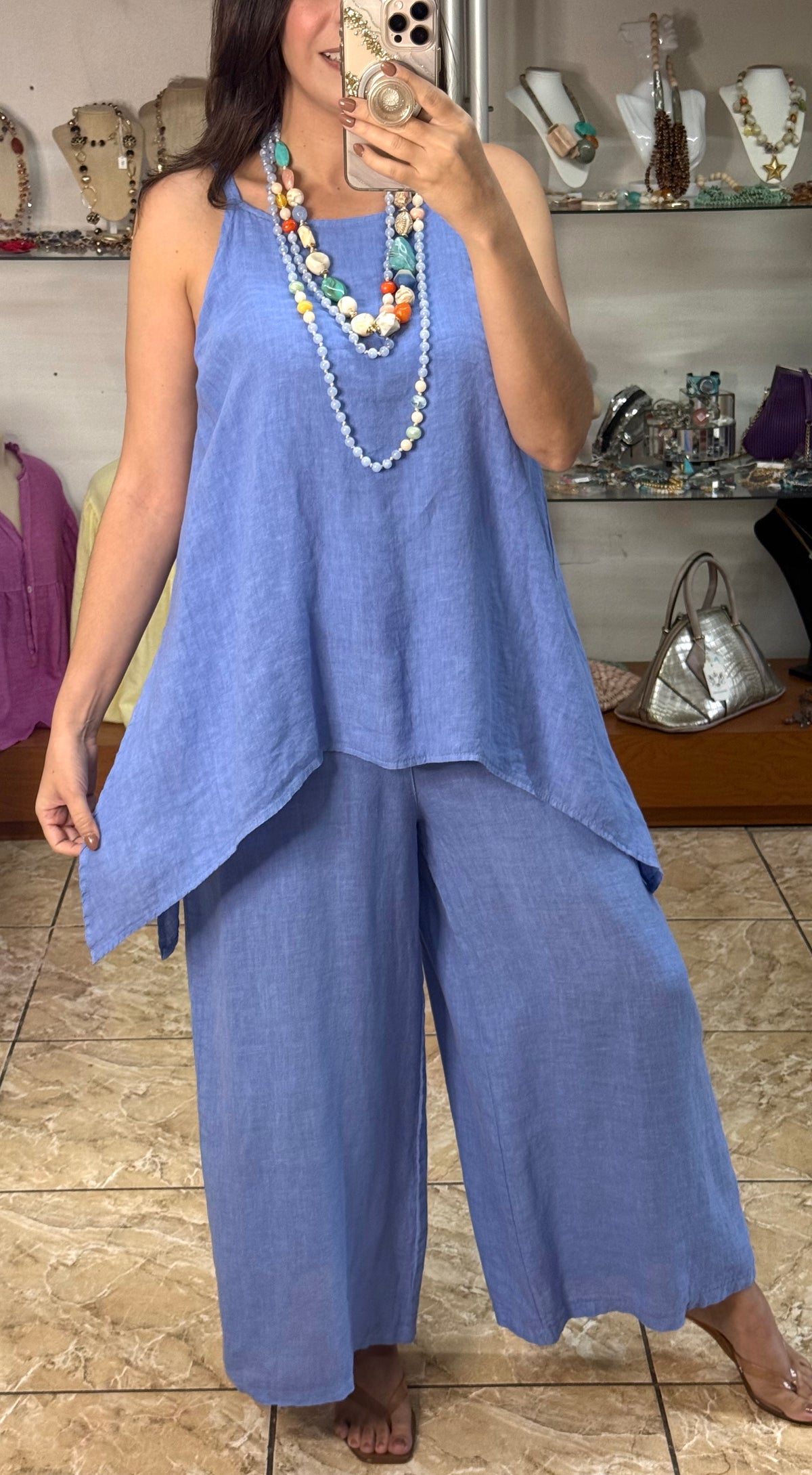 OS Asymmetrical Linen Jumpsuit (NO RETURNS OR EXCHANGE)