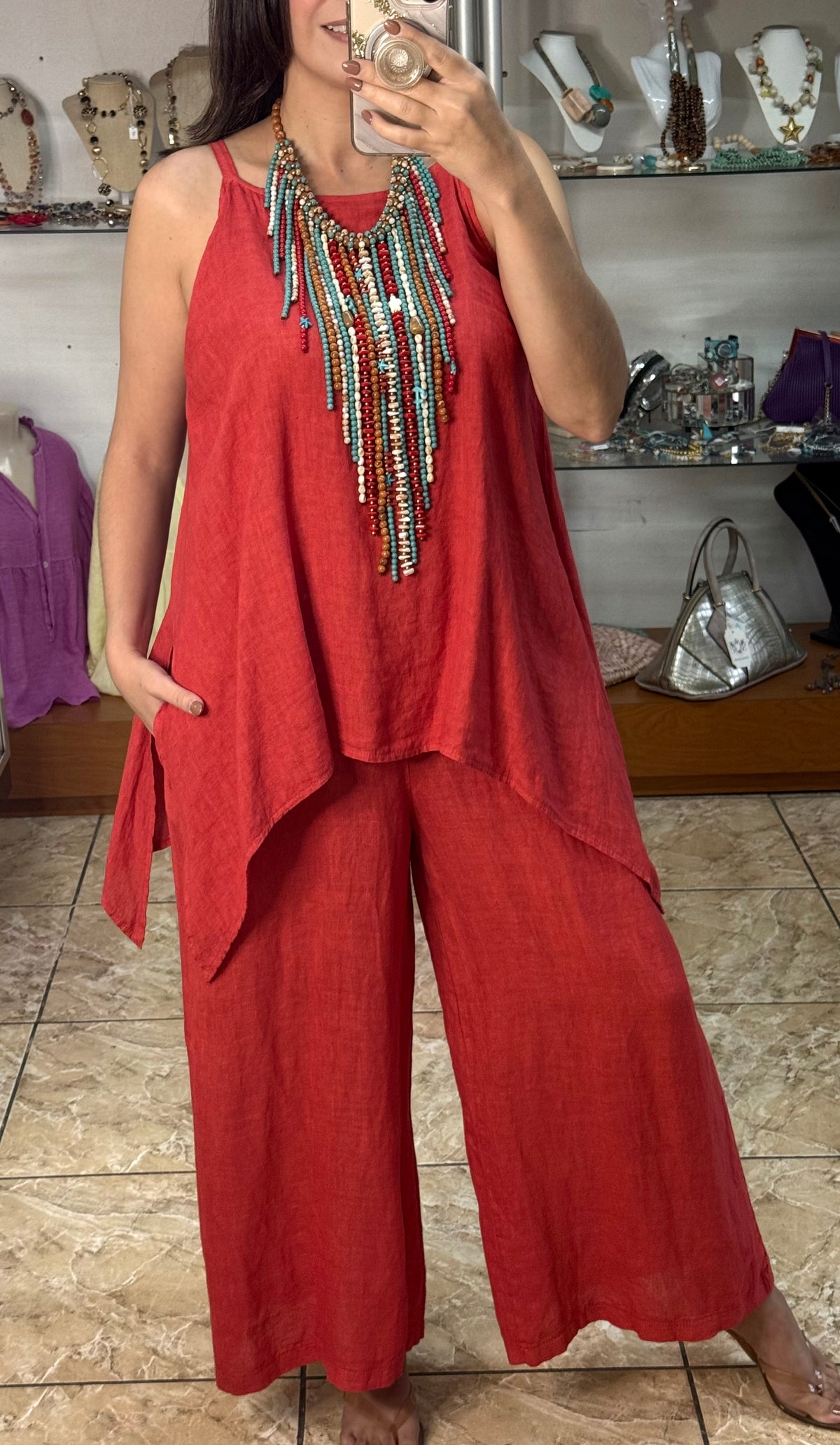 OS Asymmetrical Linen Jumpsuit (NO RETURNS OR EXCHANGE)