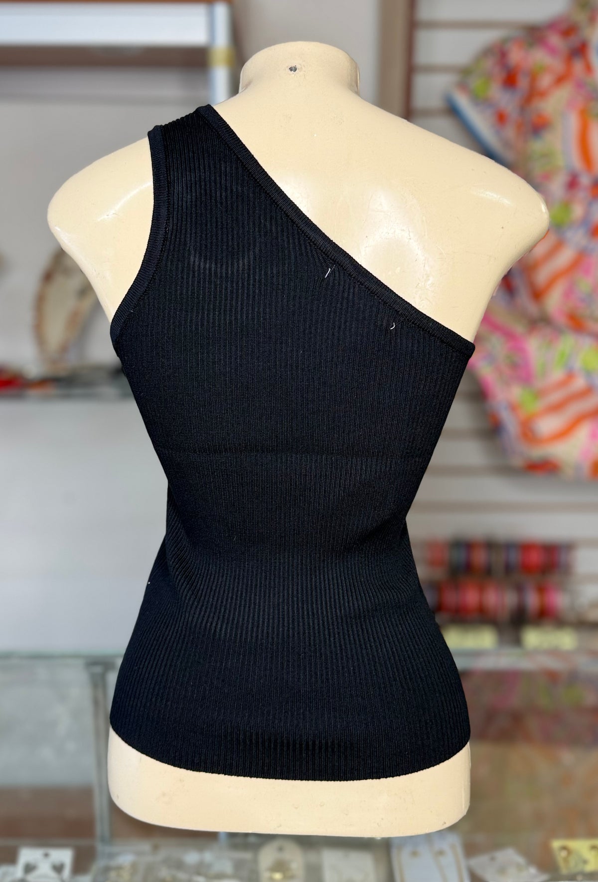 One Shoulder Basic Top With Metallic Detail