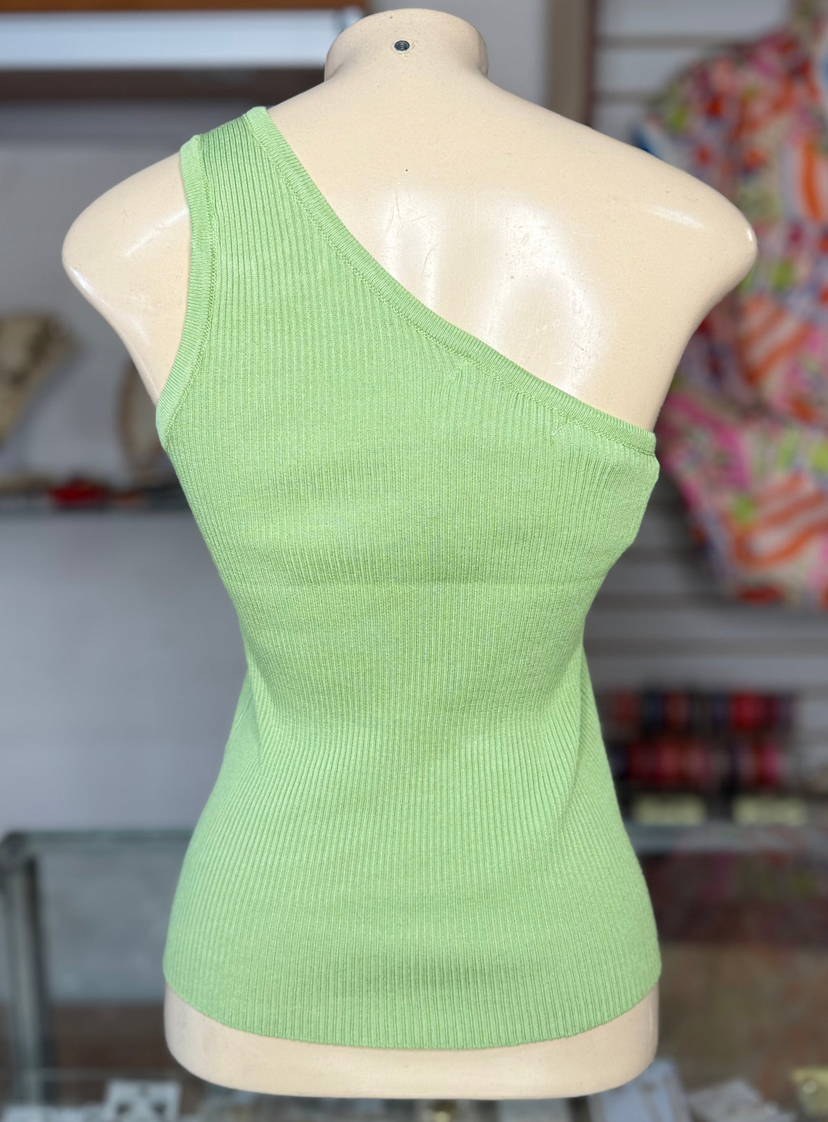 One Shoulder Basic Top With Metallic Detail