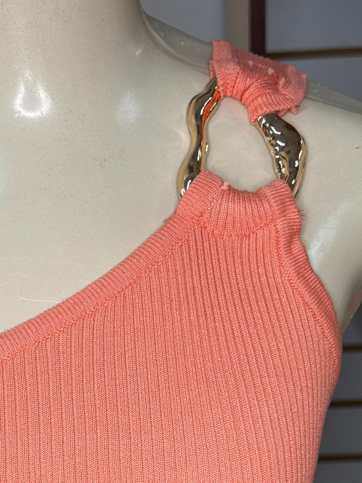 One Shoulder Basic Top With Metallic Detail