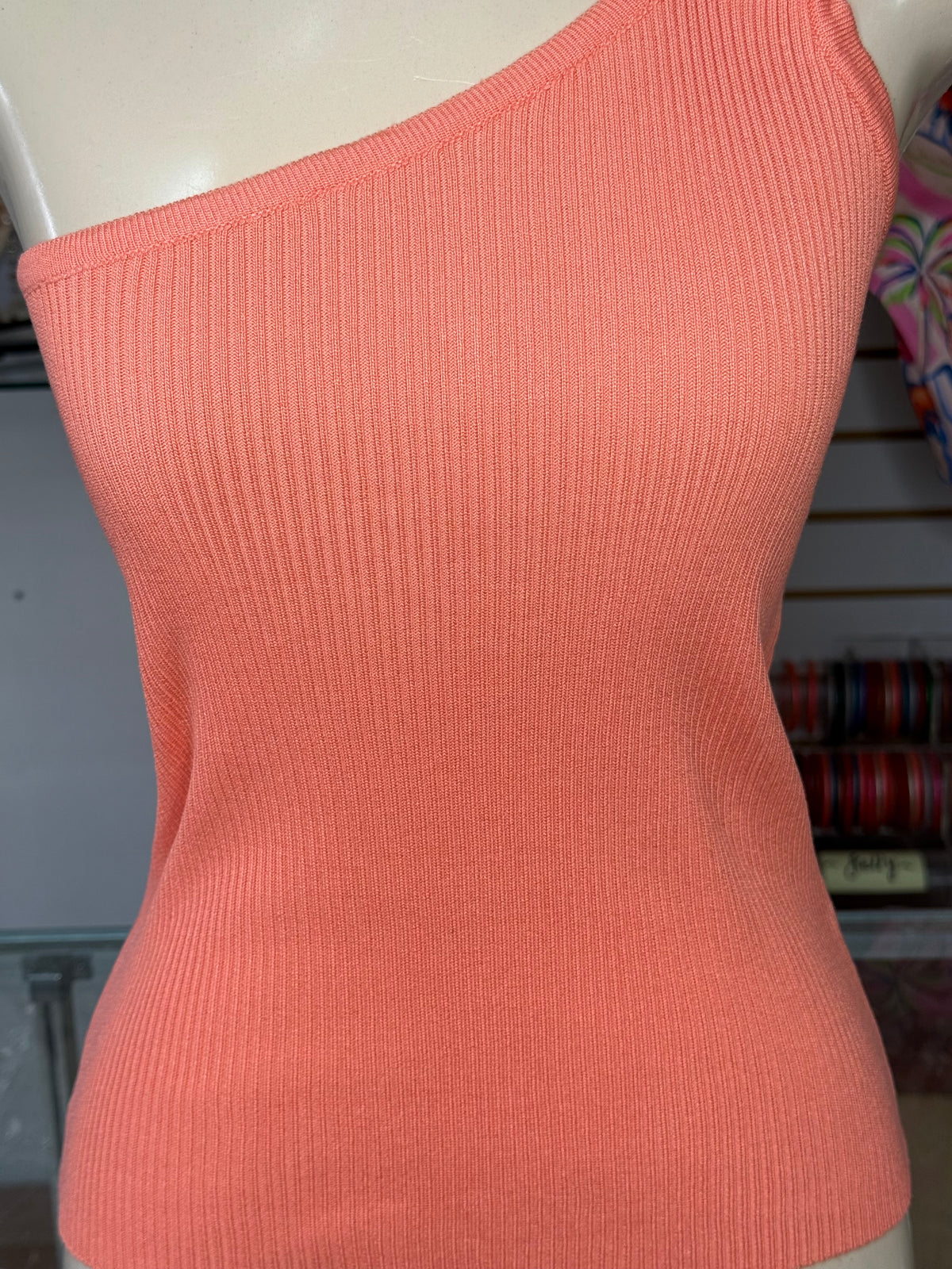 One Shoulder Basic Top With Metallic Detail