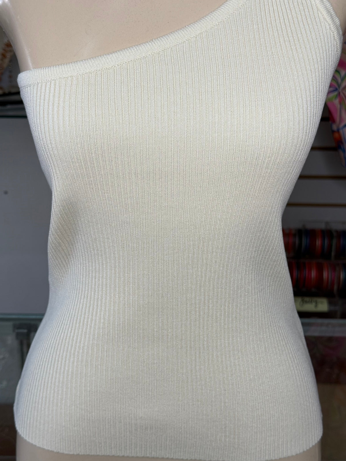 One Shoulder Basic Top With Metallic Detail