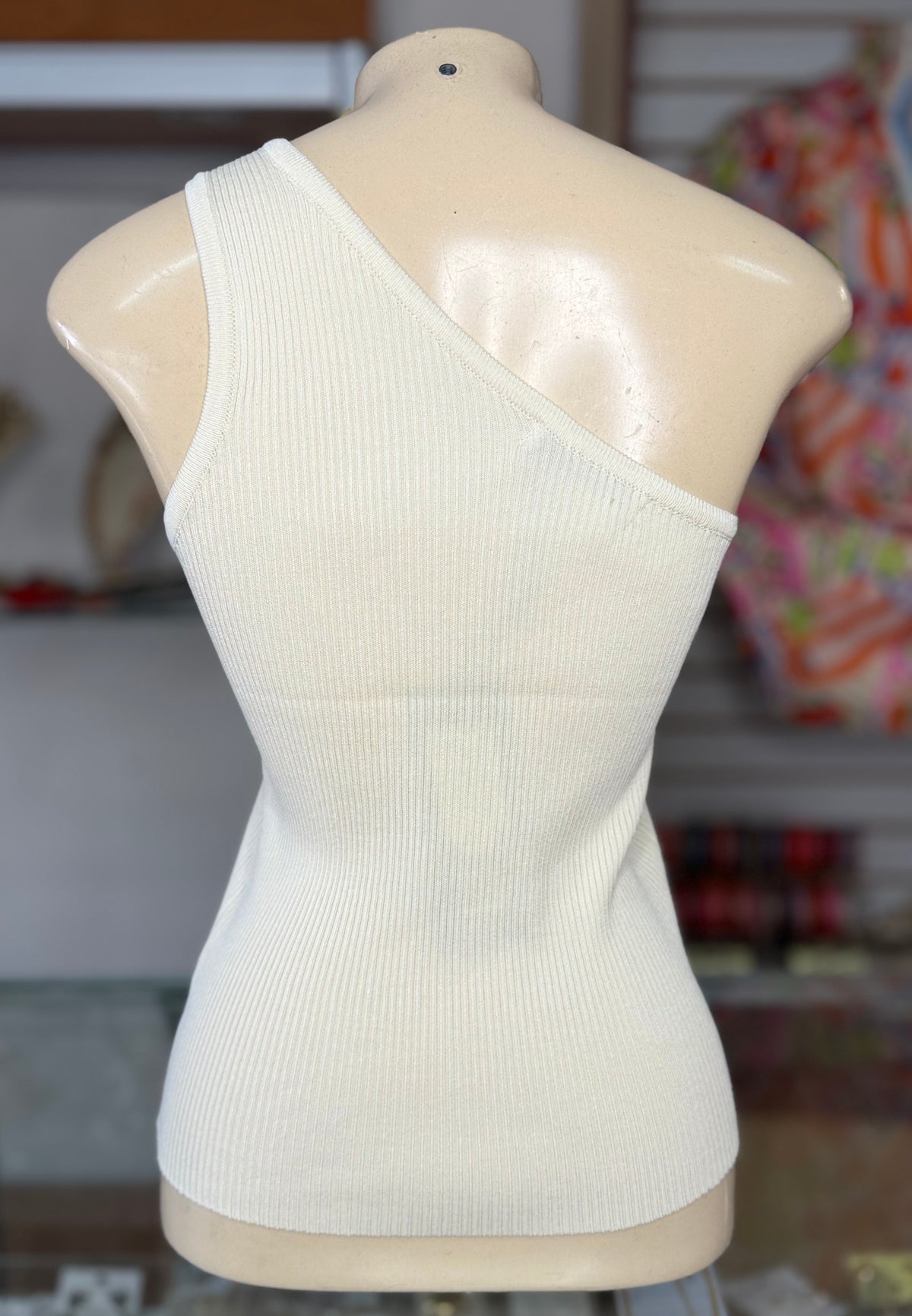 One Shoulder Basic Top With Metallic Detail