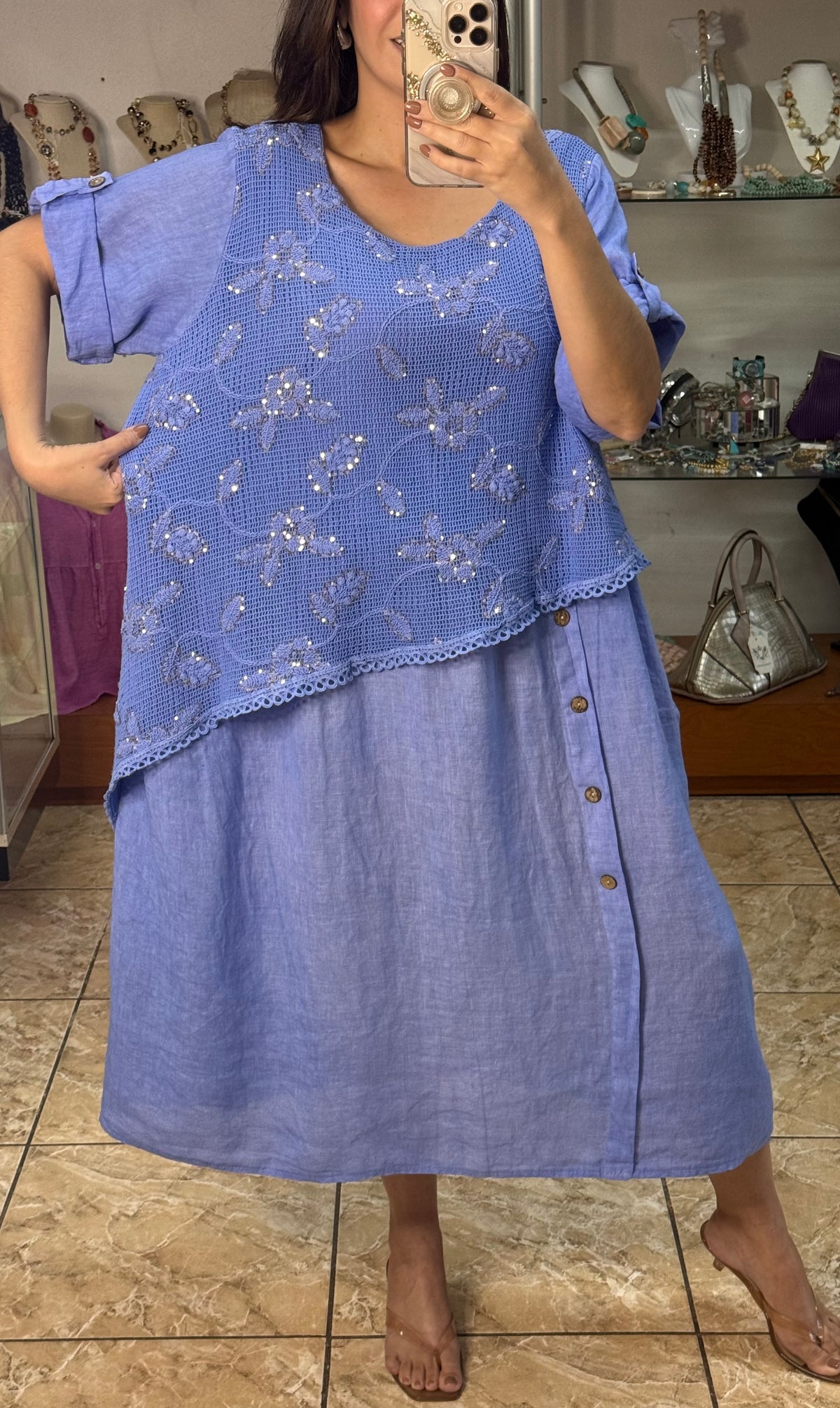 Stella Crochet Layered Midi Dress (NO RETURNS OR EXCHANGE)