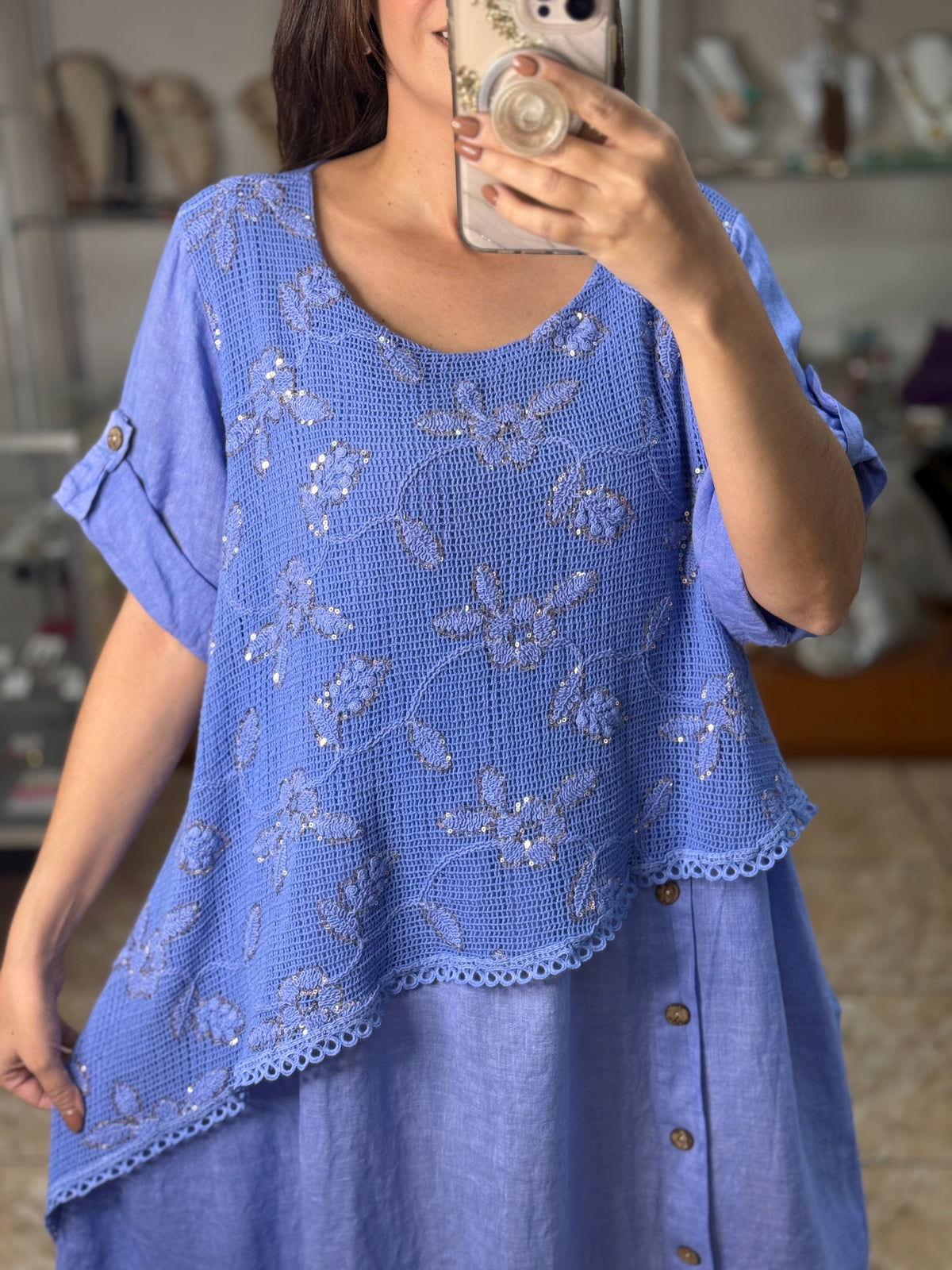 Stella Crochet Layered Midi Dress (NO RETURNS OR EXCHANGE)