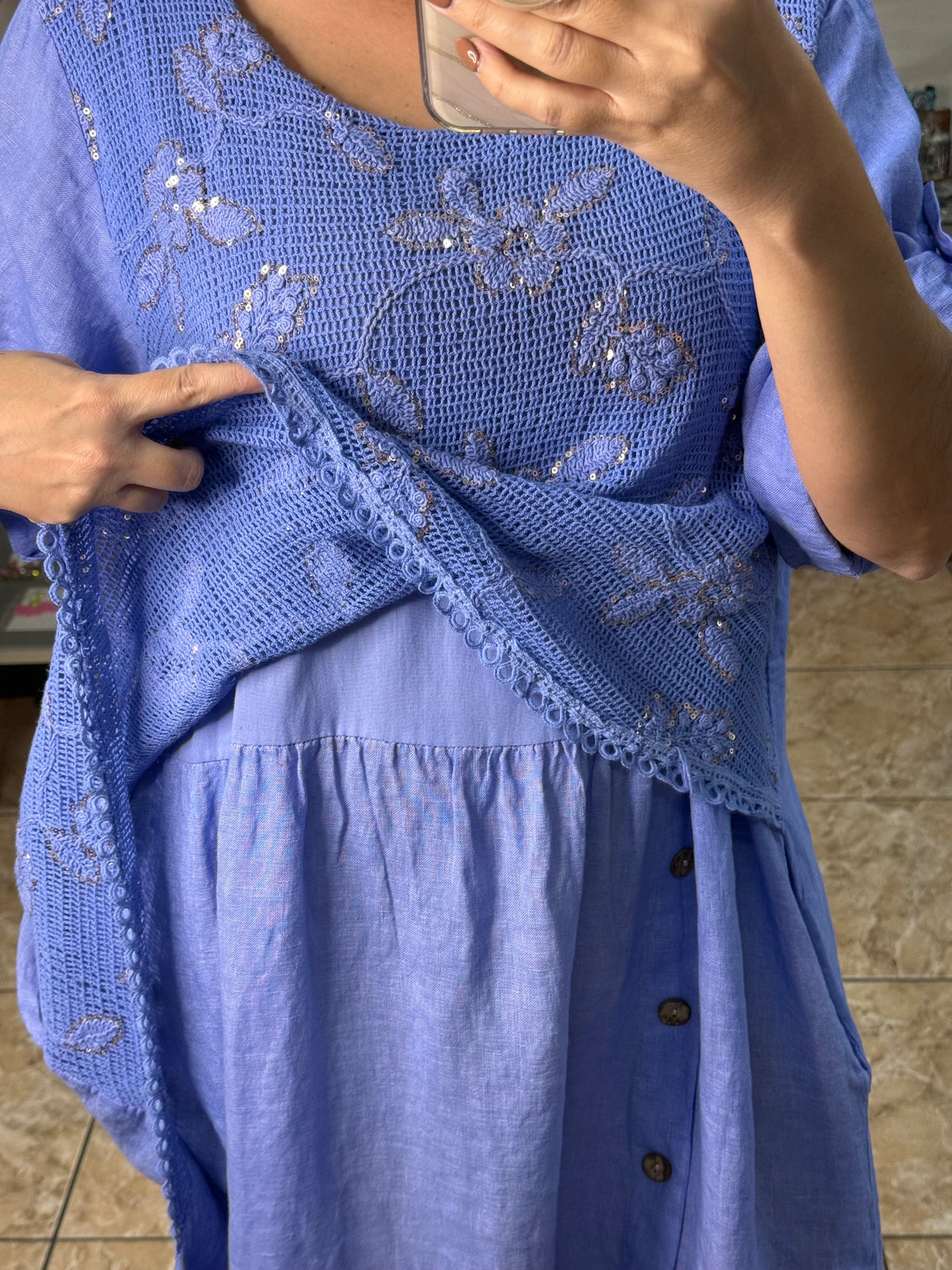 Stella Crochet Layered Midi Dress (NO RETURNS OR EXCHANGE)