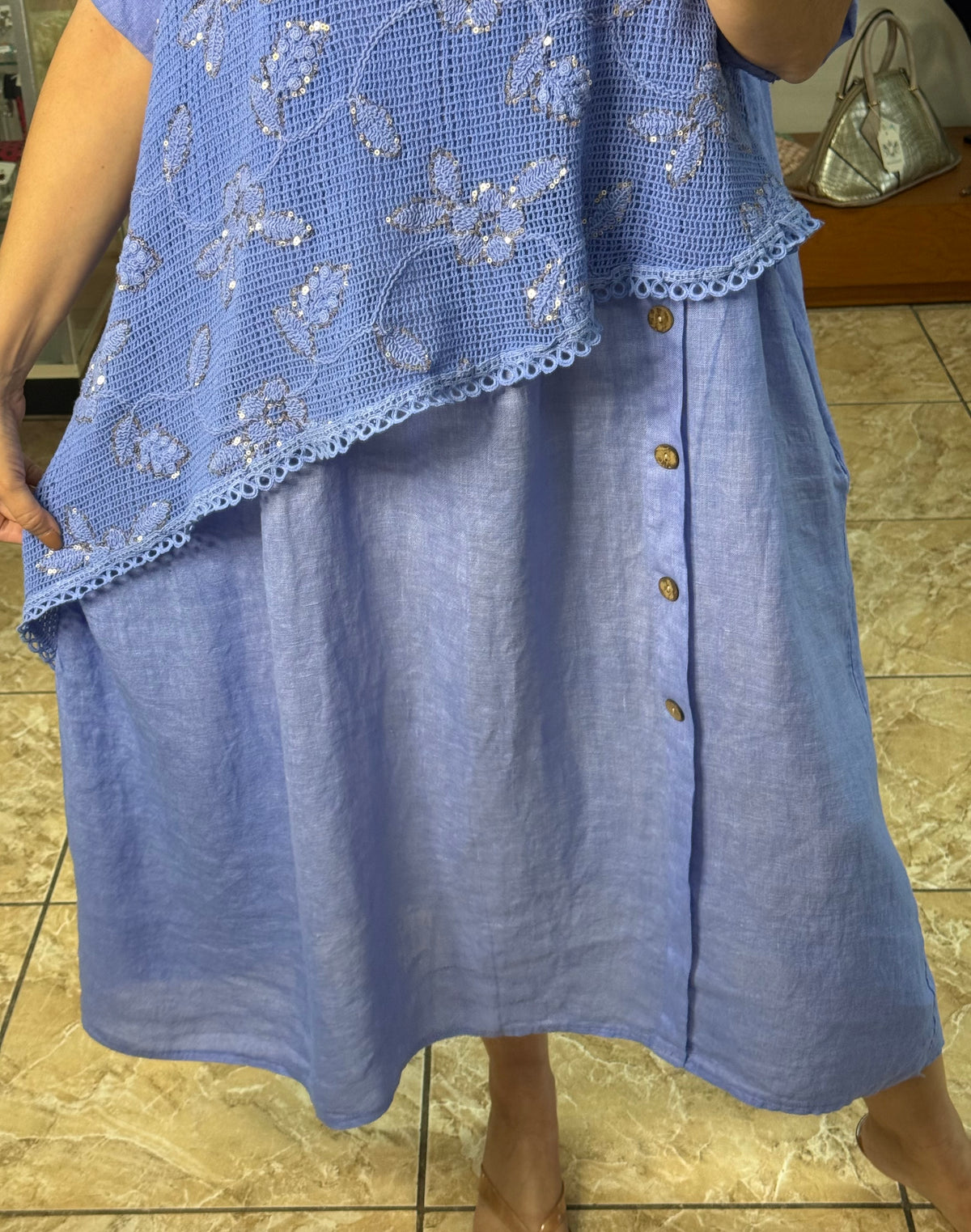 Stella Crochet Layered Midi Dress (NO RETURNS OR EXCHANGE)