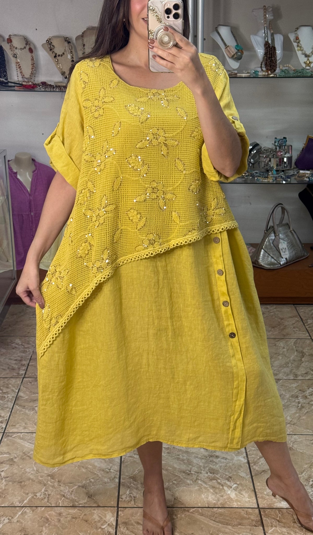 Stella Crochet Layered Midi Dress (NO RETURNS OR EXCHANGE)