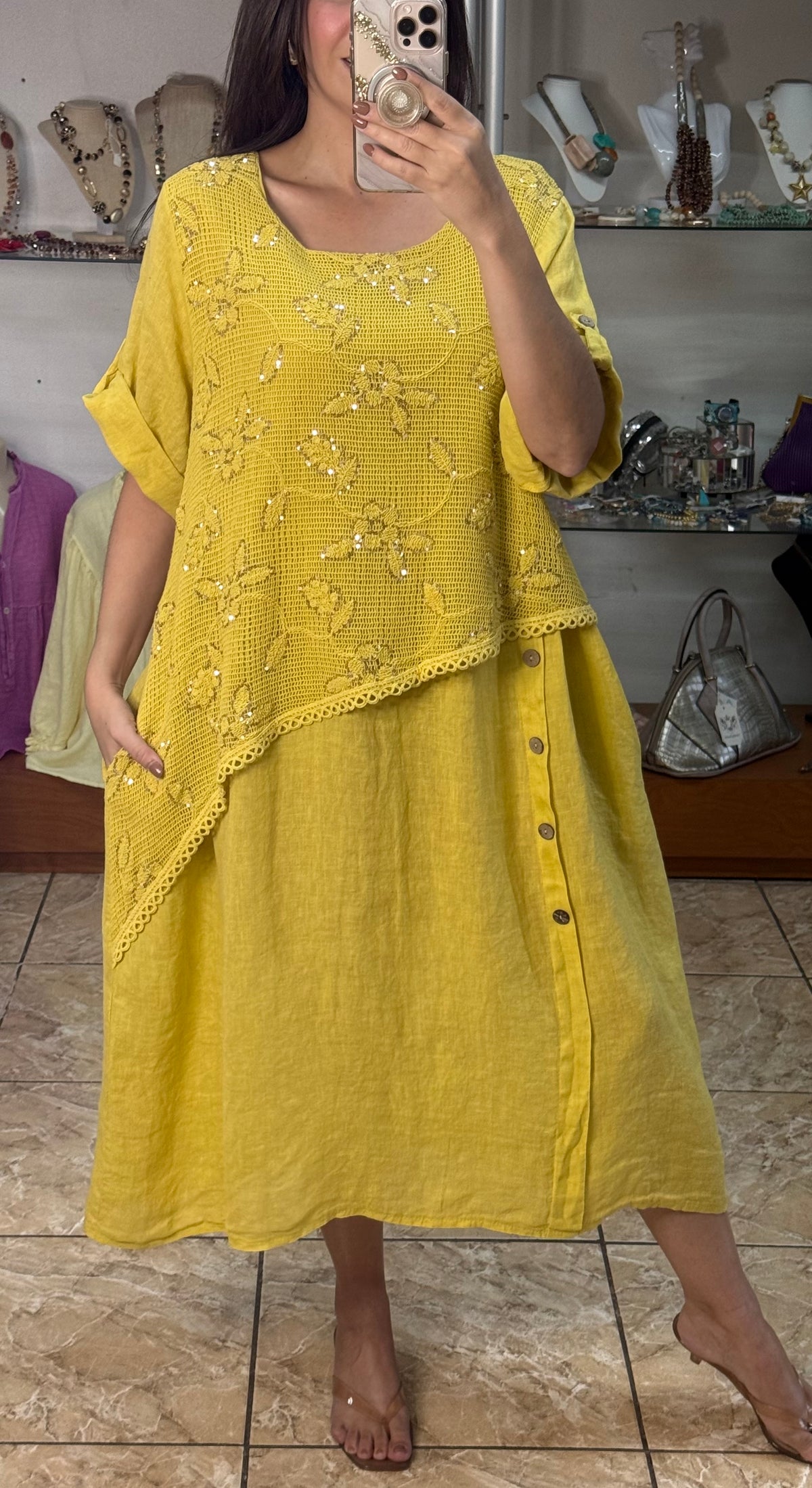 Stella Crochet Layered Midi Dress (NO RETURNS OR EXCHANGE)