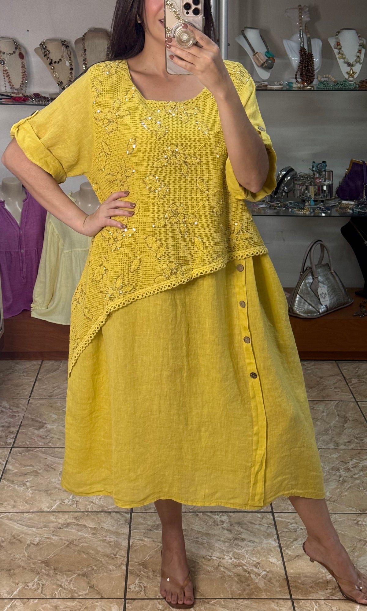 Stella Crochet Layered Midi Dress (NO RETURNS OR EXCHANGE)