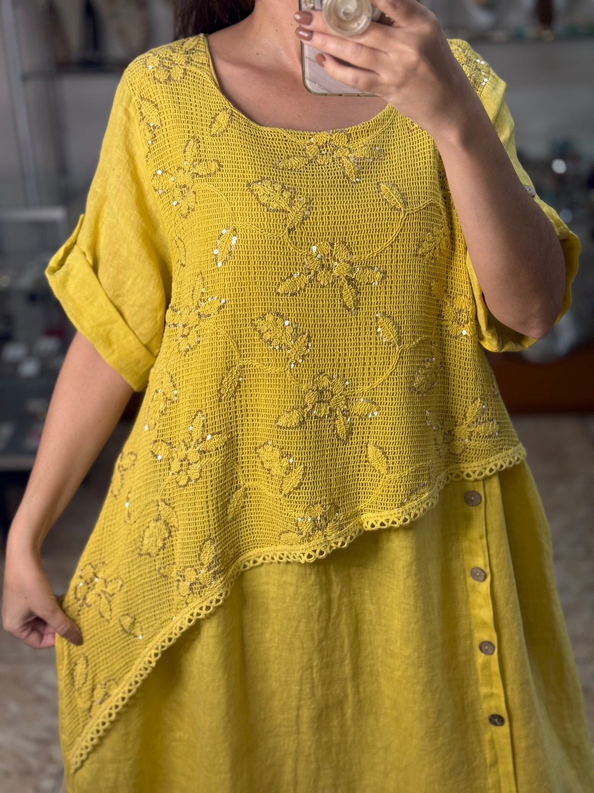 Stella Crochet Layered Midi Dress (NO RETURNS OR EXCHANGE)