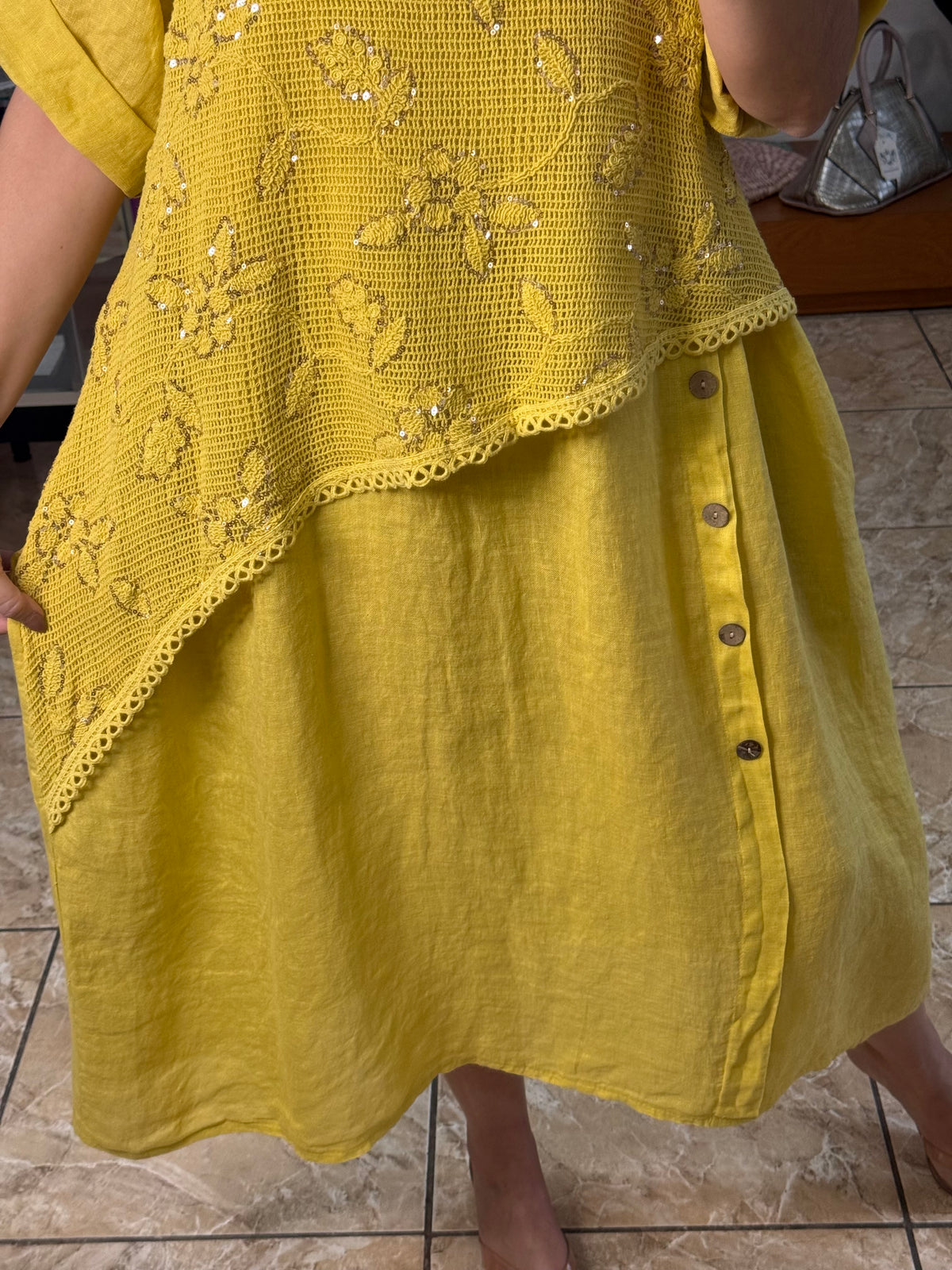 Stella Crochet Layered Midi Dress (NO RETURNS OR EXCHANGE)